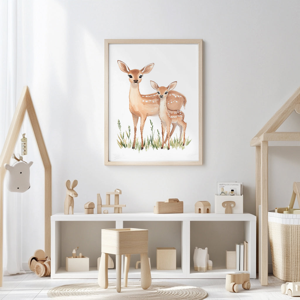 Watercolor Deer Nursery Print(Printable+Physical)