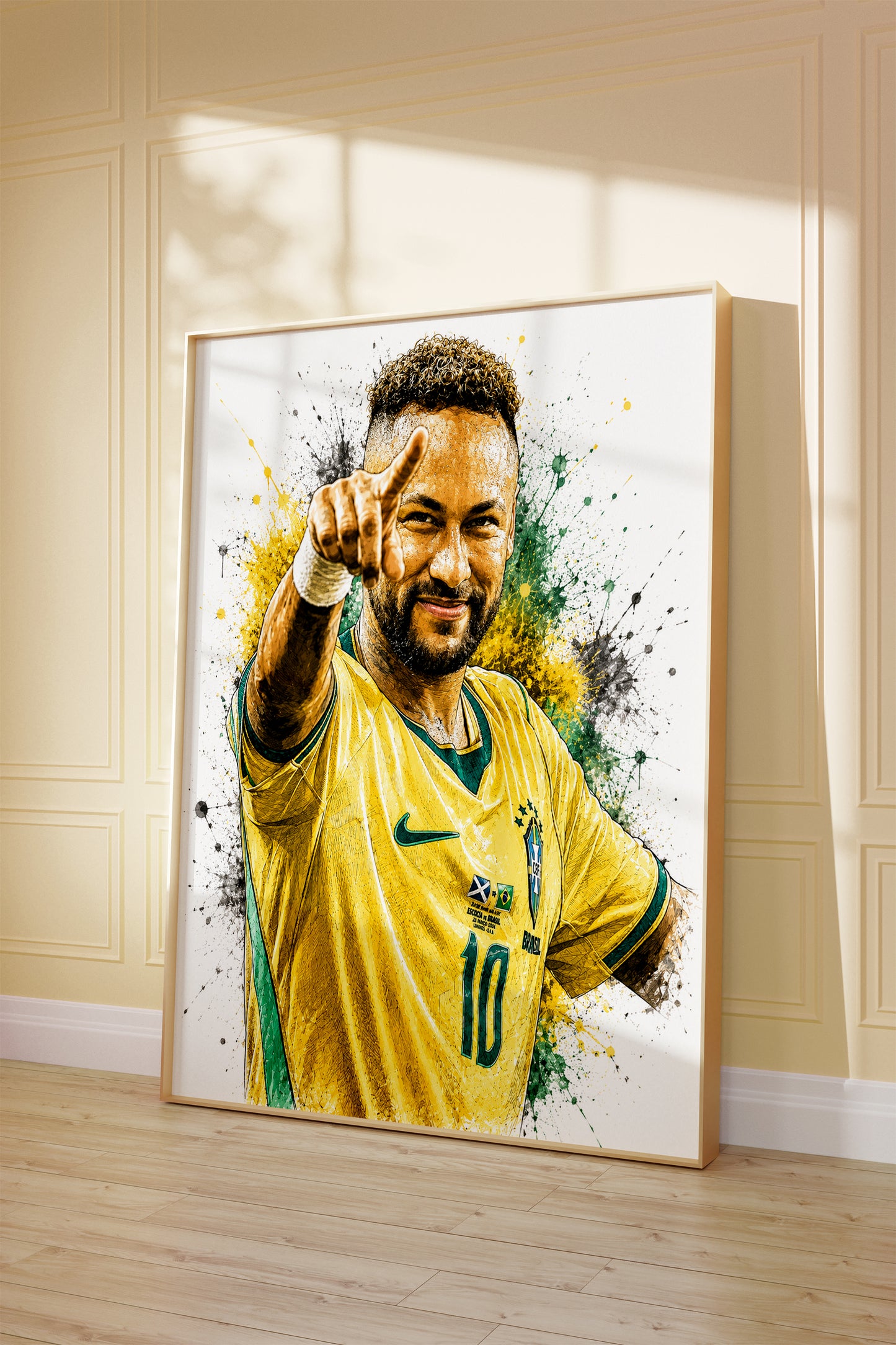 Neymar Jr Brazil National Team Watercolor Sketch Poster Samba Football Wall Decor (Printable+Physical)