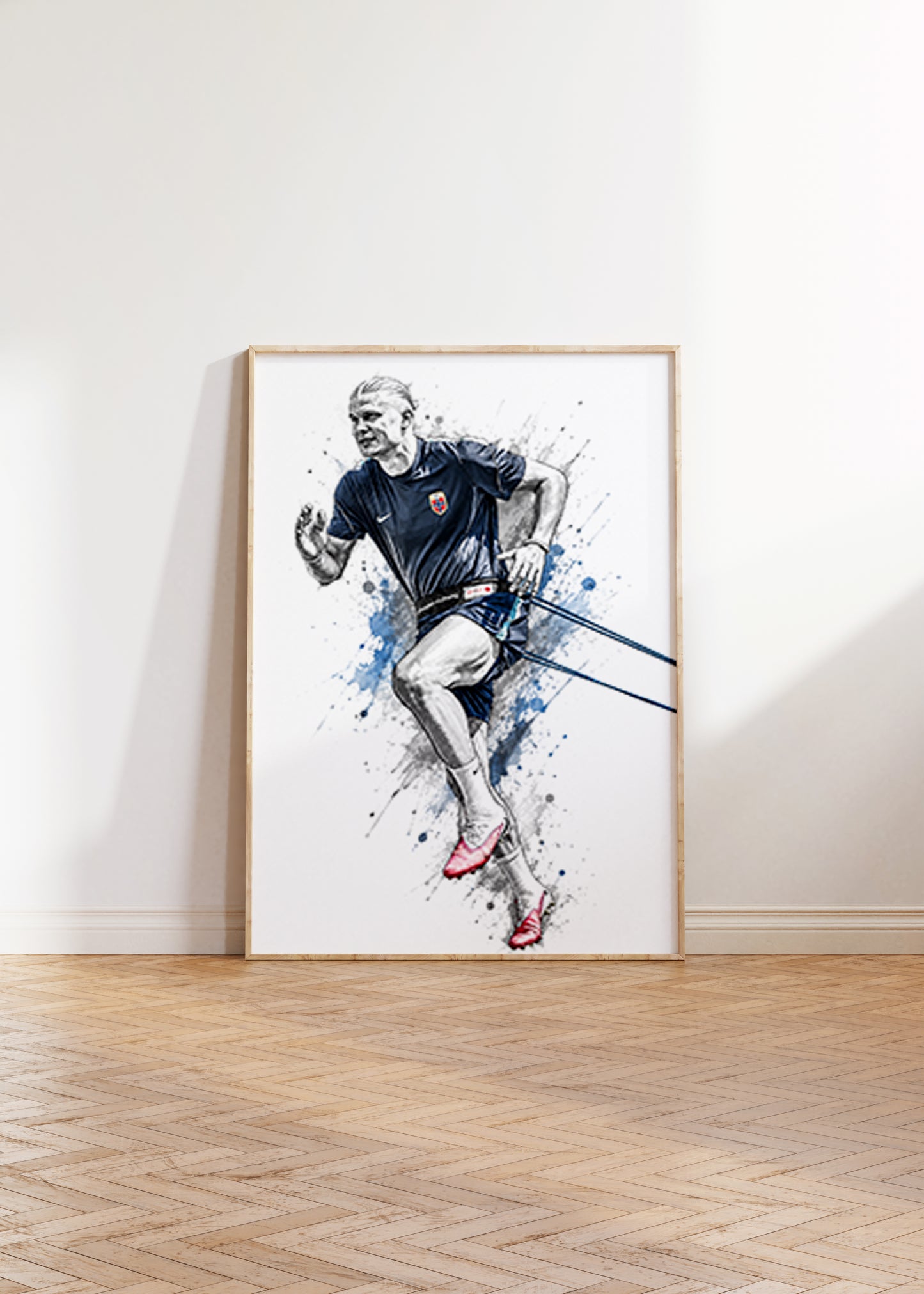 Erling Haaland Norway Resistance Training Sprint Poster Athletic Conditioning Watercolor Wall Art (Printable+Physical)