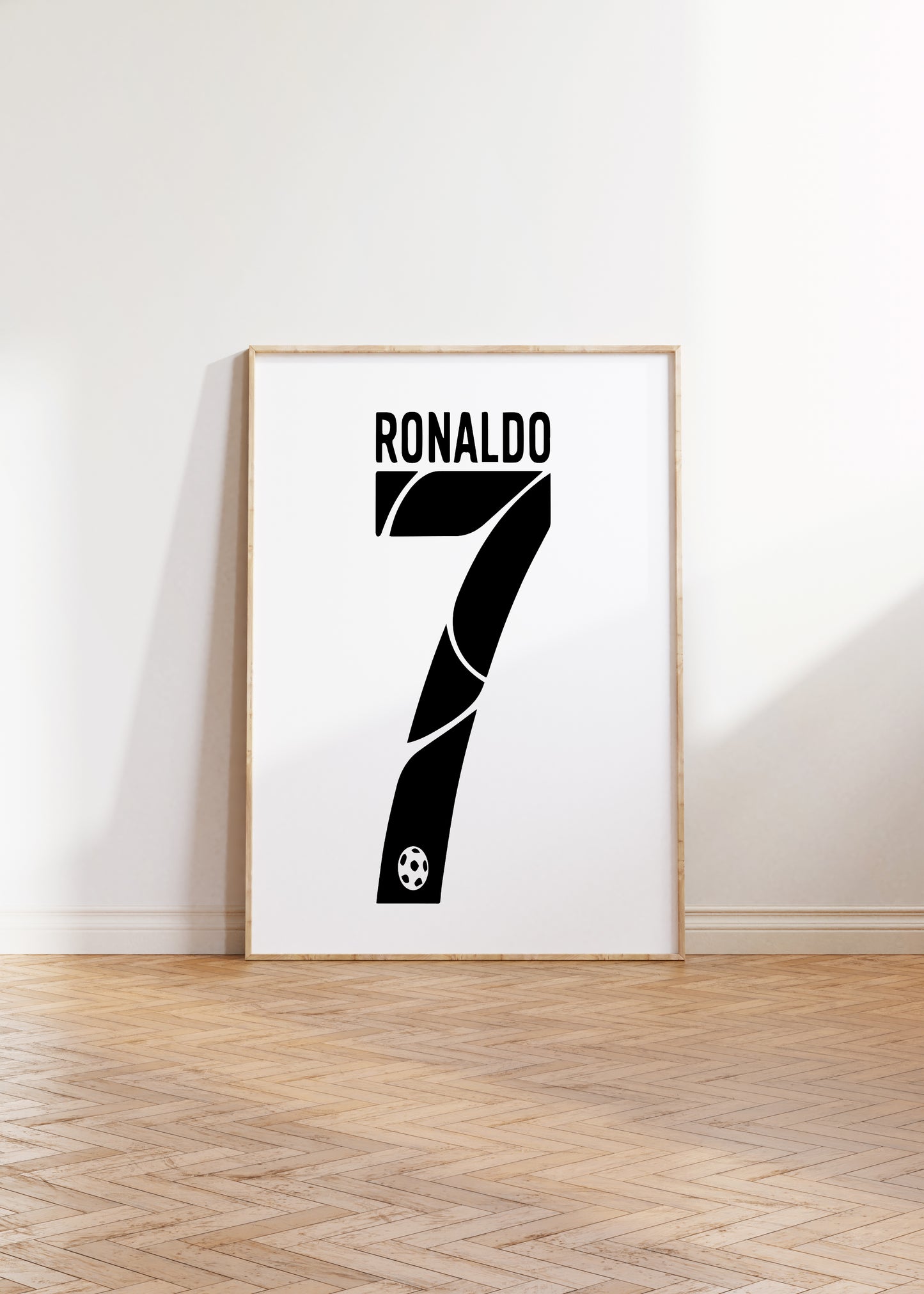 Ronaldo No 7 Minimalist Jersey Typography Poster Geometric Football Wall Print (Printable+Physical)