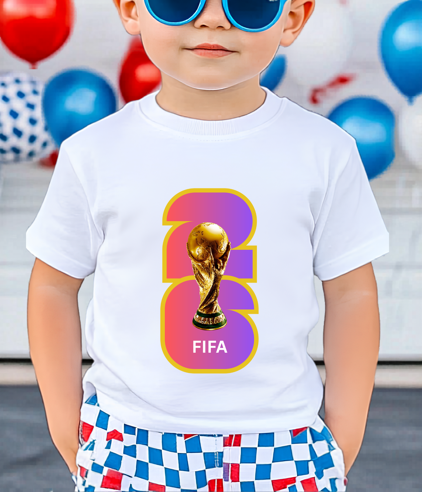 FIFA World Cup 2026 Trophy Gradient Number Graphic T-Shirt (physical)