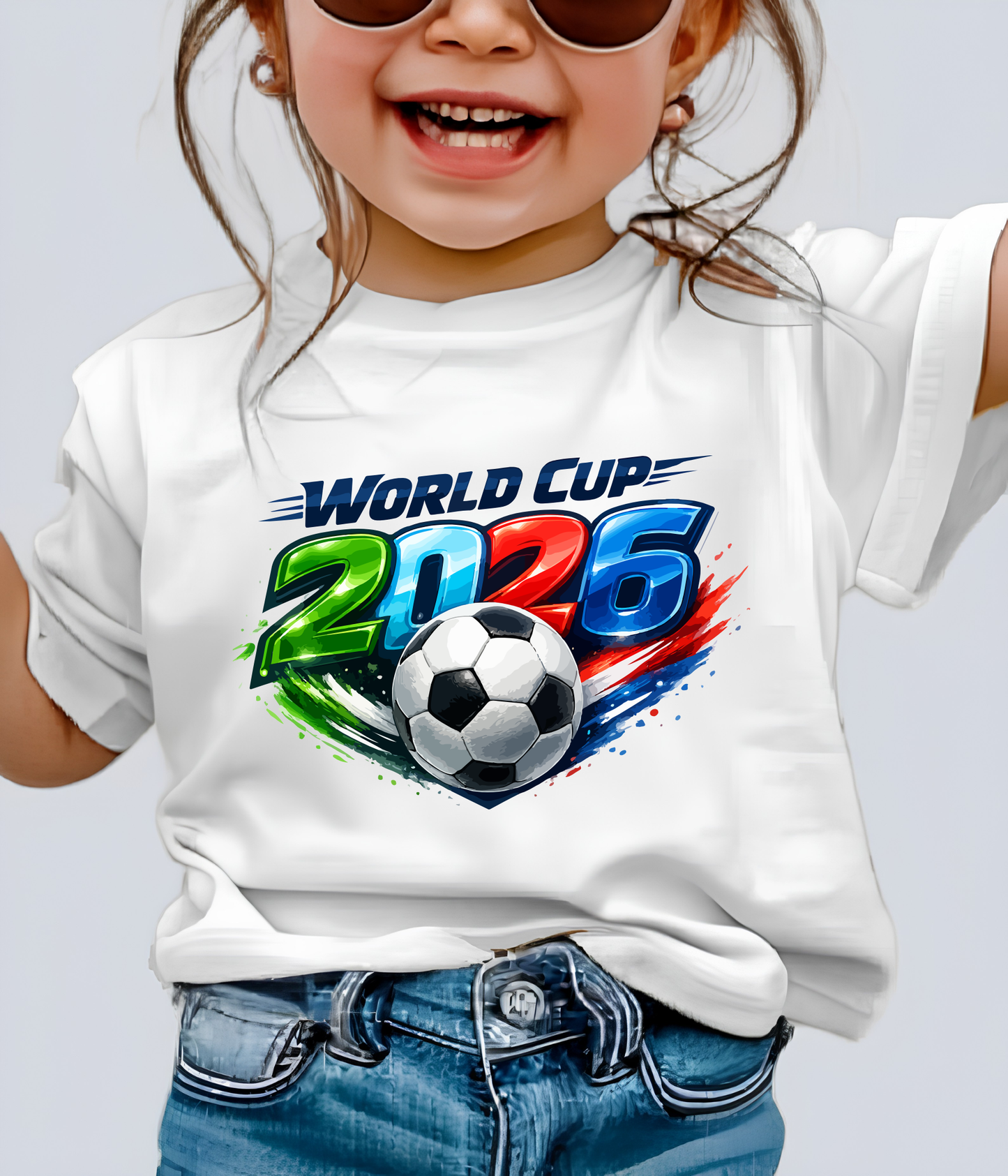 World Cup 2026 Vibrant Graphic Football Cream Cotton T-Shirt (physical)
