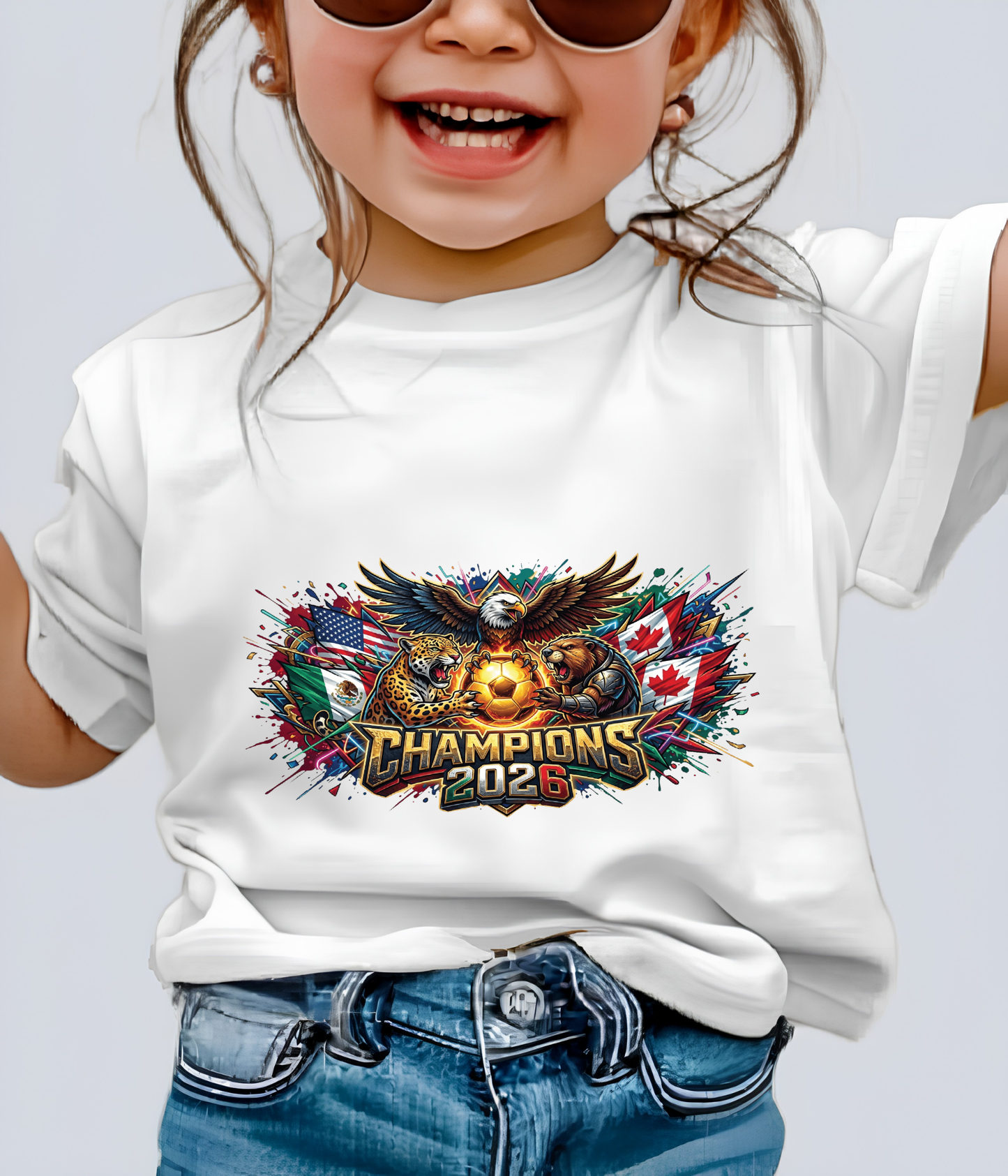 Champions 2026 World Cup Tri-National Mascots T-Shirt - Eagle, Jaguar & Beaver Soccer Fan Tee (physical)