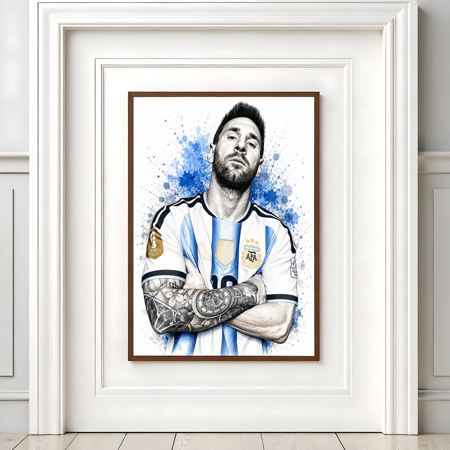 Lionel Messi Argentina Arms Crossed Poster Albiceleste Captain Sketch Tattoo Detail Wall Art (Printable+Physical)