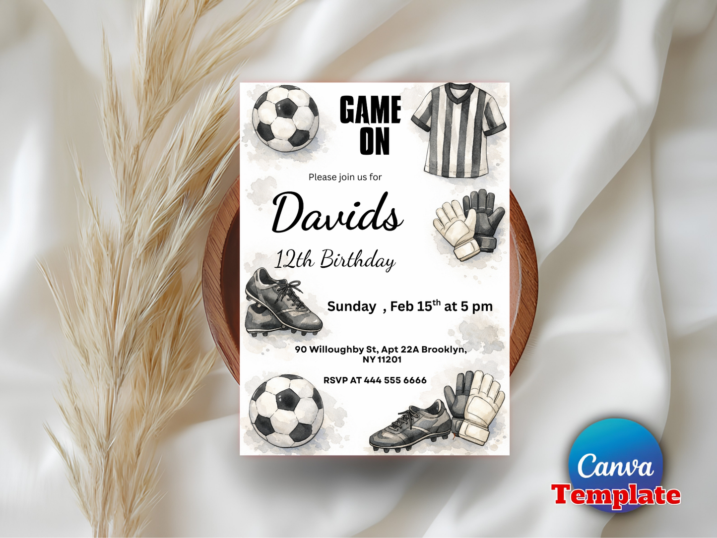 Editable Soccer Party Invite, Sports Theme, Kids Football Birthday