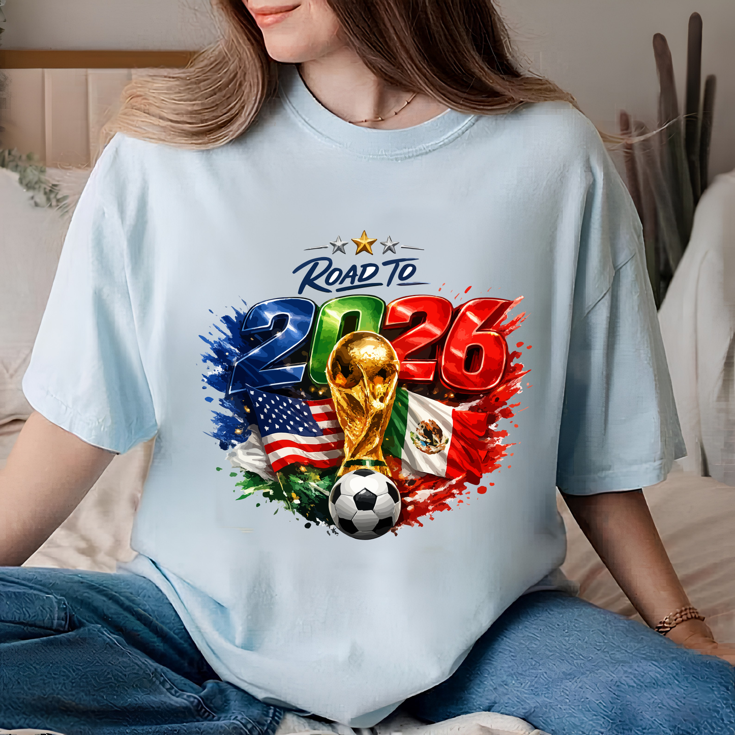 Road to 2026 World Cup United States & Mexico Soccer Fan T-Shirt (physical)
