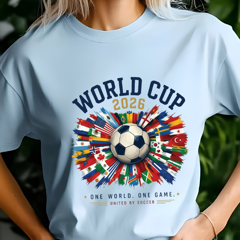 Official 2026 World Cup "One World One Game" Cream Graphic Tee (physical)