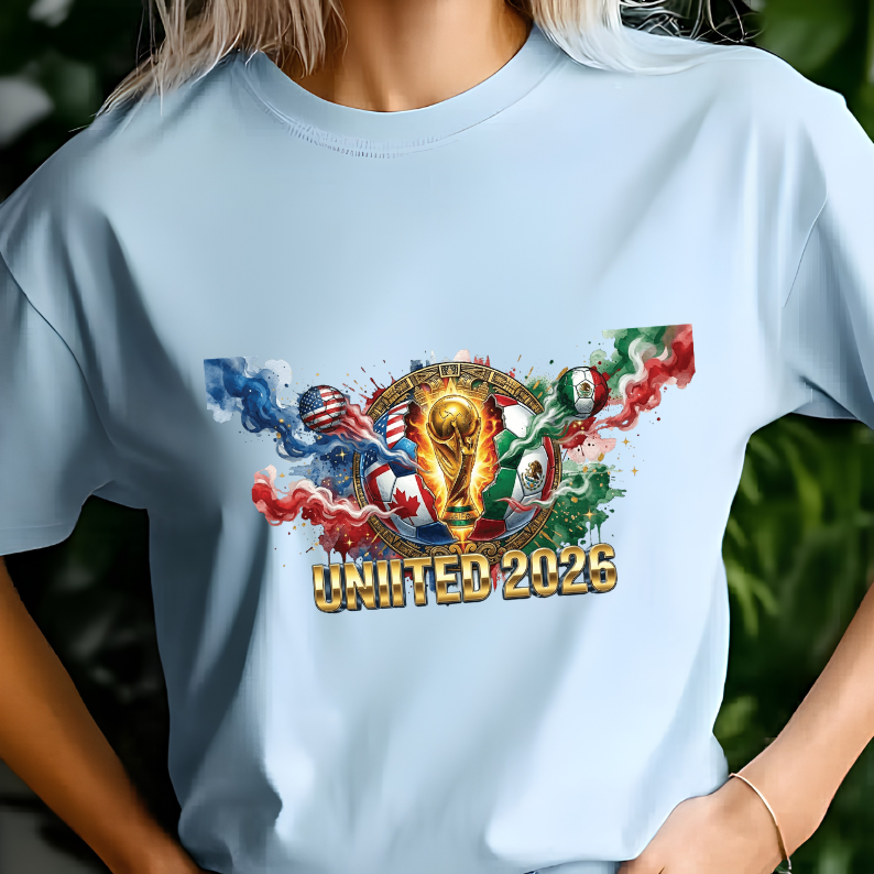FIFA World Cup 2026 "United" Watercolor Splash Light Blue T-Shirt (physical)