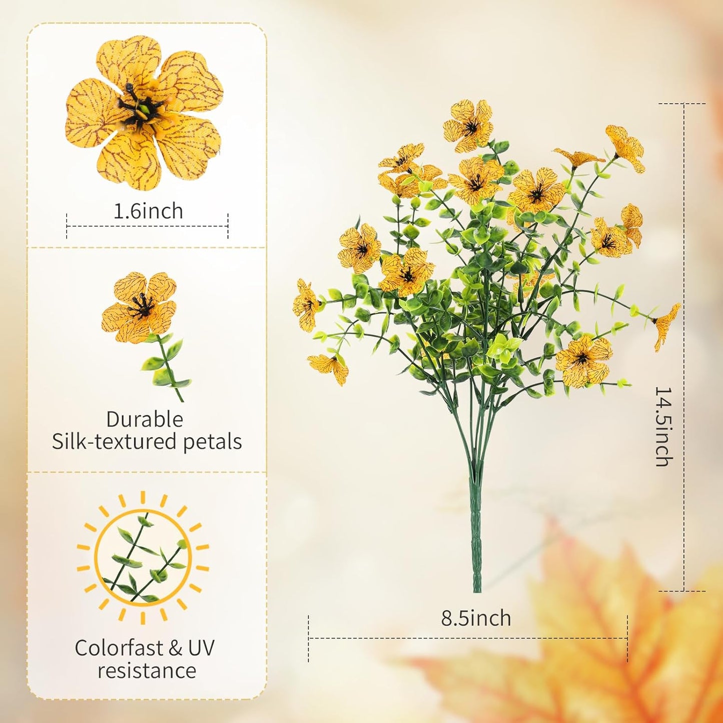 16 Bundles Artificial Mums Fall Flowers for Outdoors