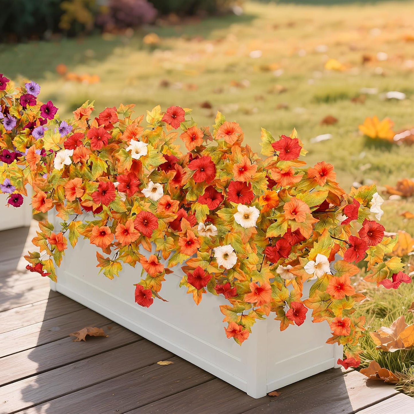 Fall Flowers Artificial for Decoration Fake Petunias Plants for Outdoor-2PCS