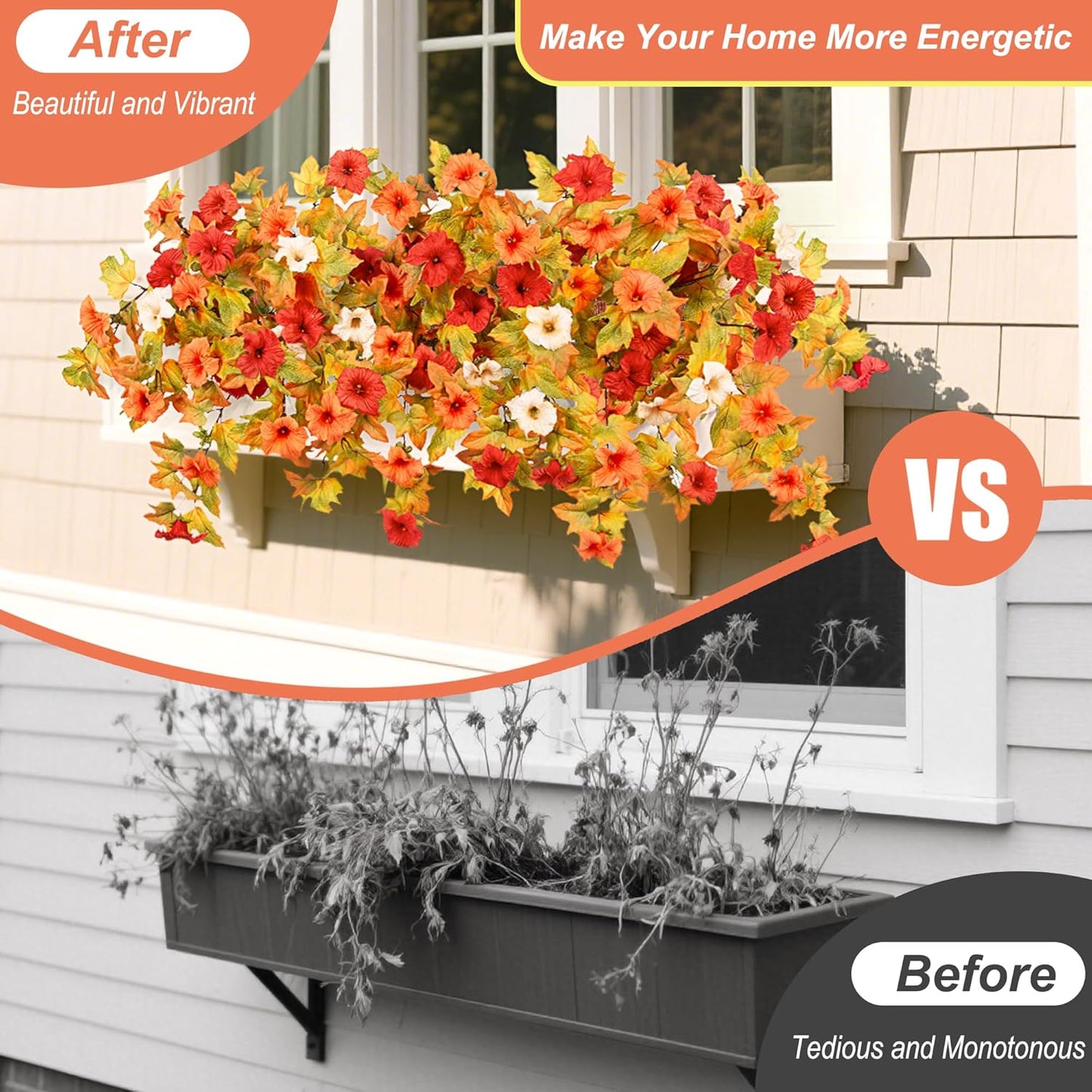 Fall Flowers Artificial for Decoration Fake Petunias Plants for Outdoor-2PCS