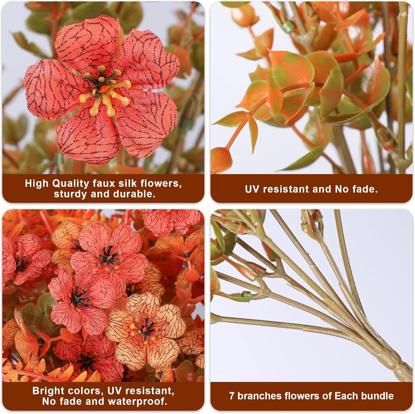 Artificial Fall Flowers Fake Mums Plants for Outdoors Decoration-14 Bundles