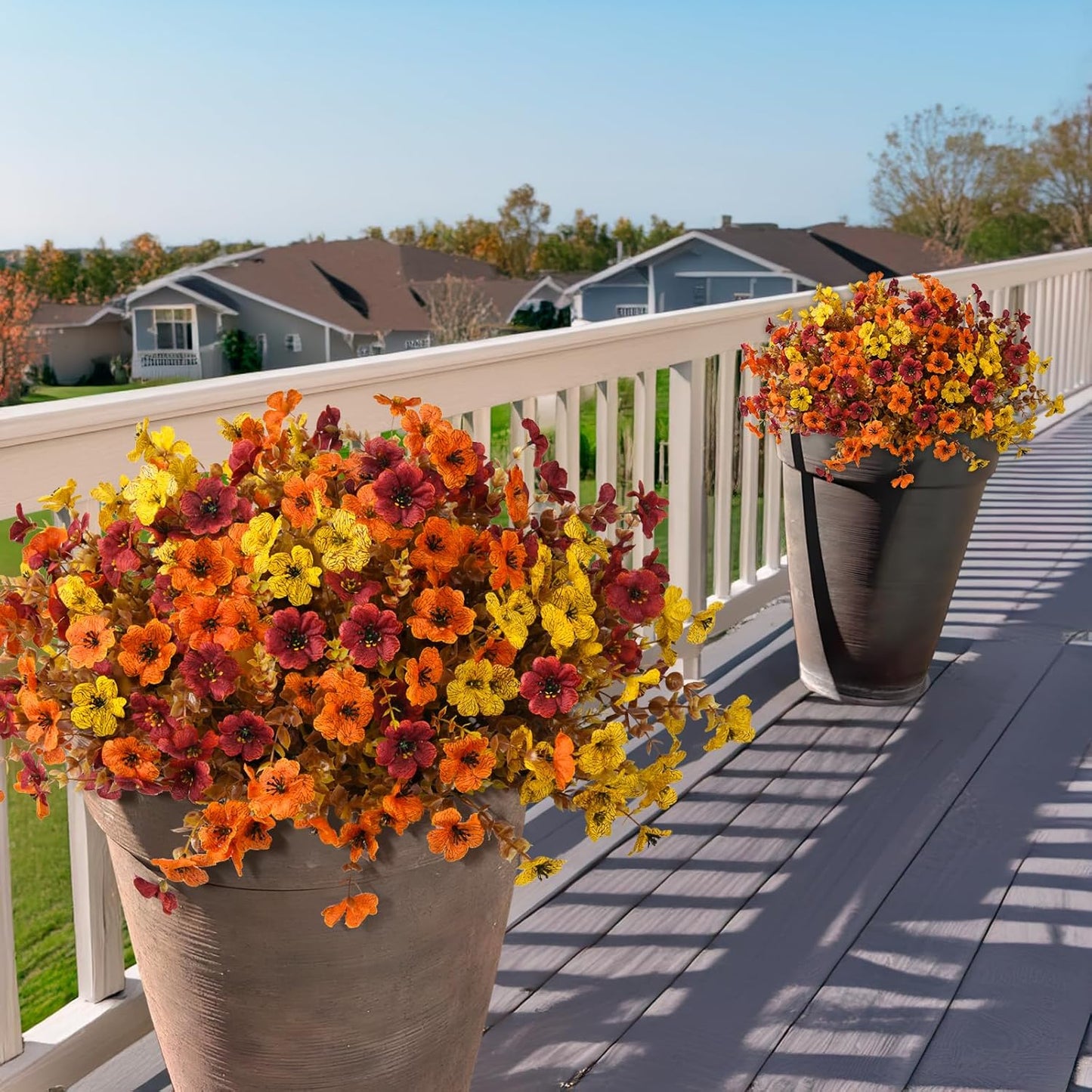 INQCMY Artificial Fake Fall Plants Flowers for Outdoor Outside Decoration - 12 Bundles