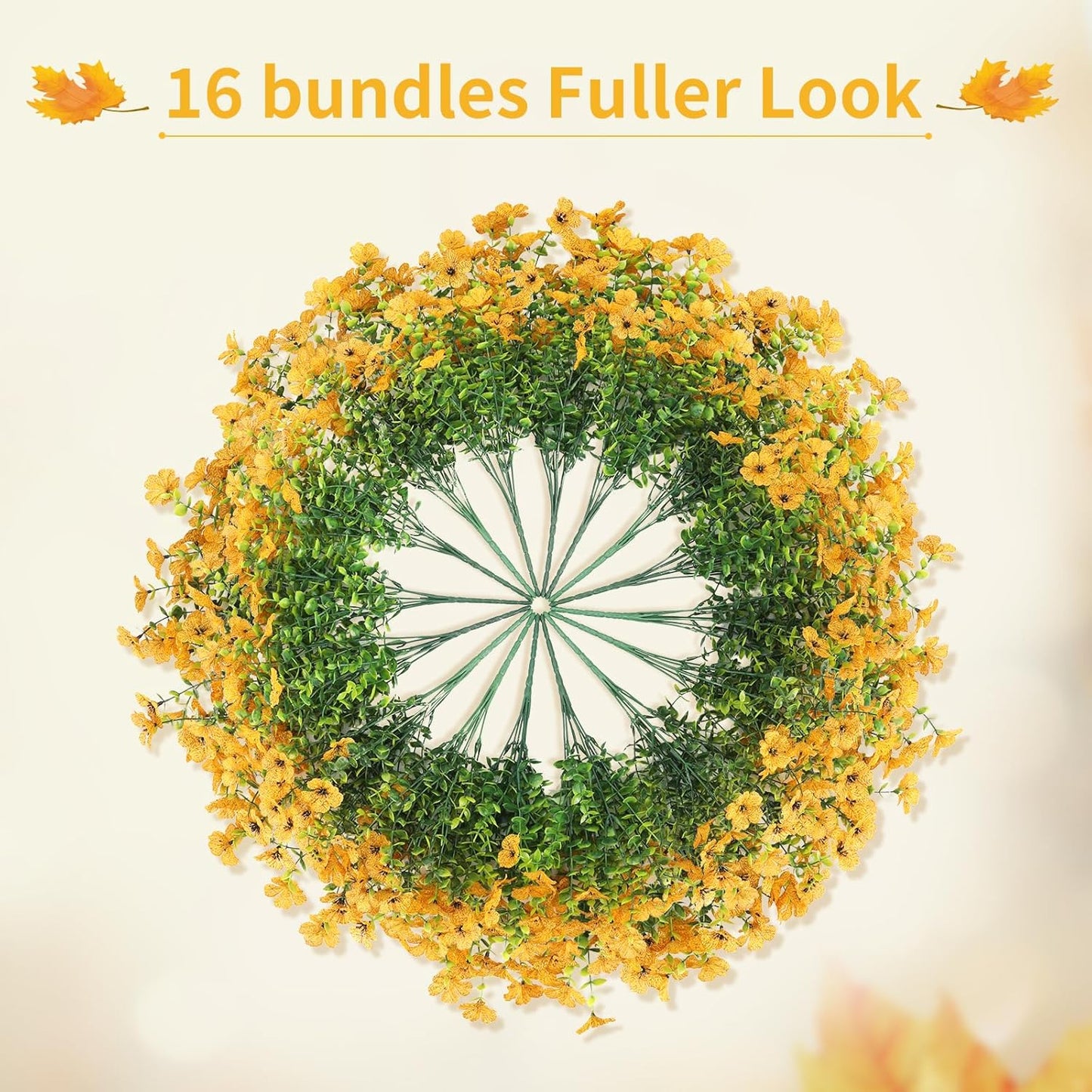 16 Bundles Artificial Mums Fall Flowers for Outdoors