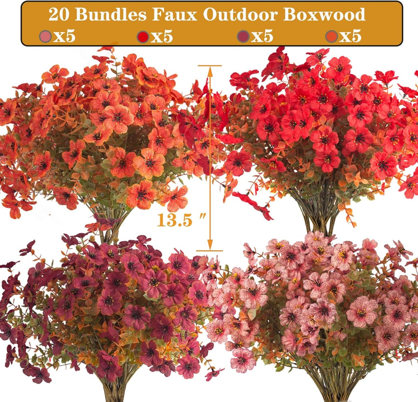 20 Bundles UV Resistant Artificial Fall Flowers