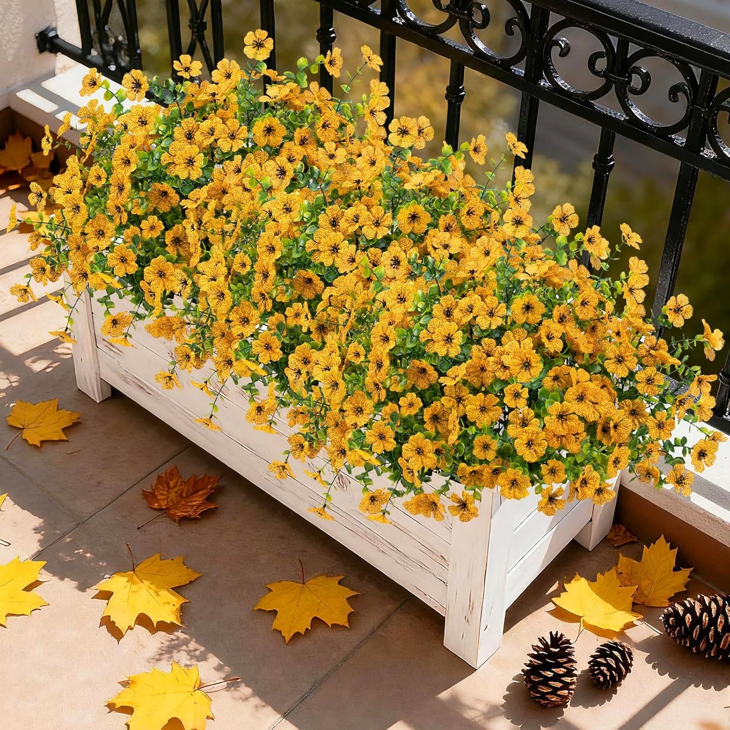16 Bundles Artificial Mums Fall Flowers for Outdoors