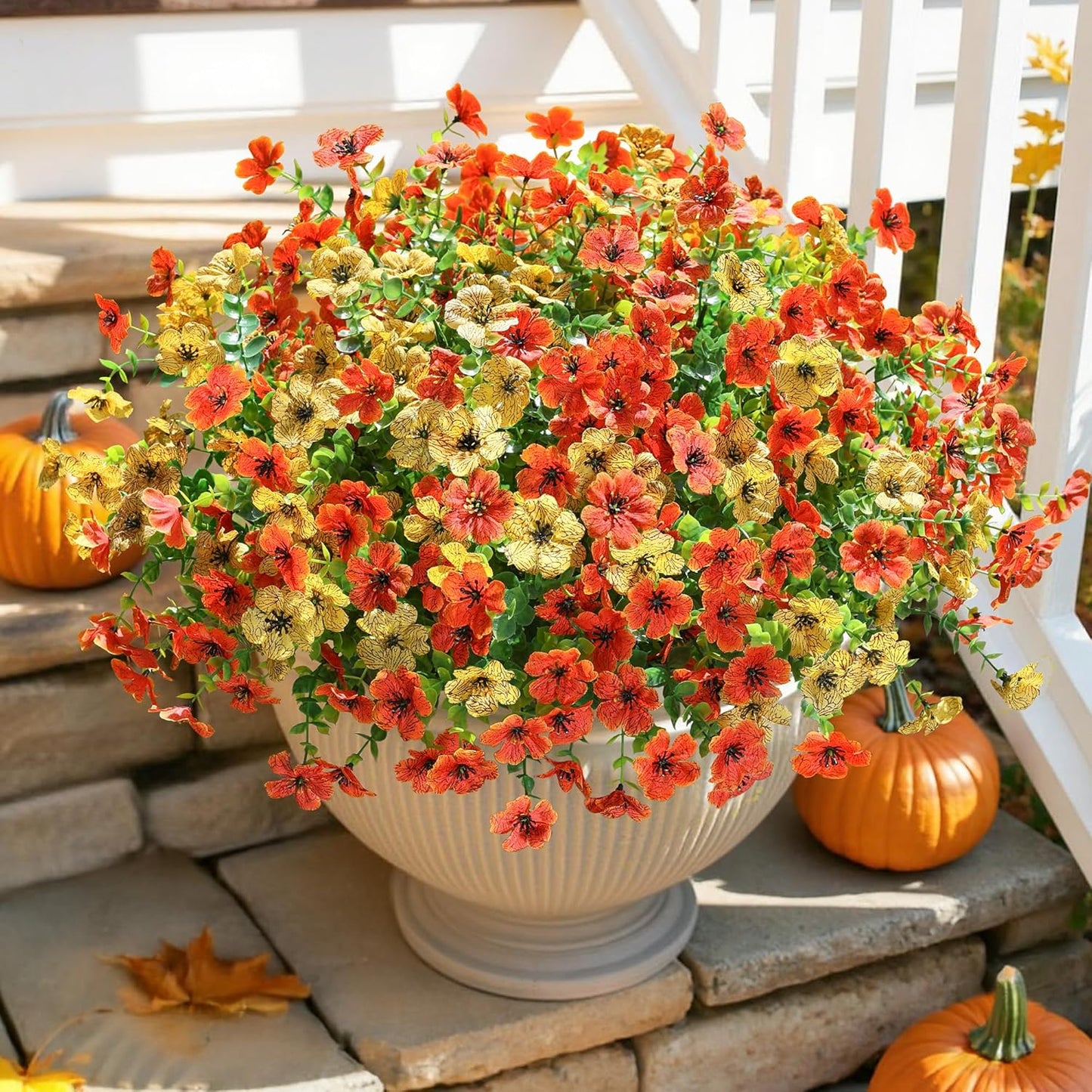 Artificial Fall Flowers Faux Mums for Outdoor Indoor Garden Home Decoration- 12 Bundles