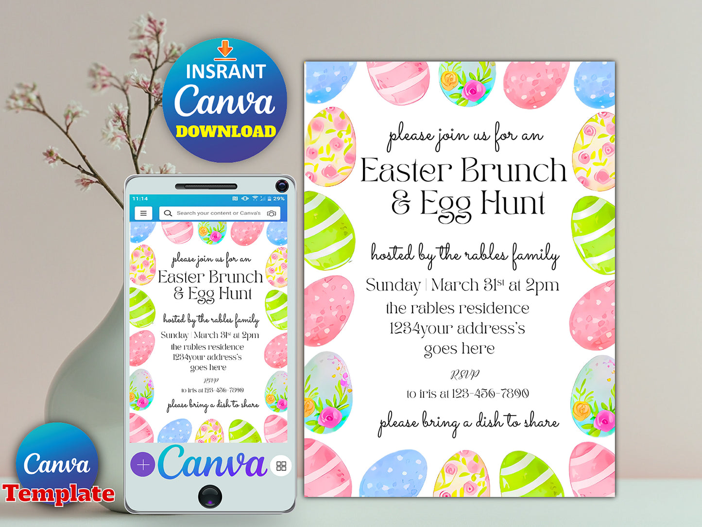 Easter Egg Hunt Invitation(Printable)