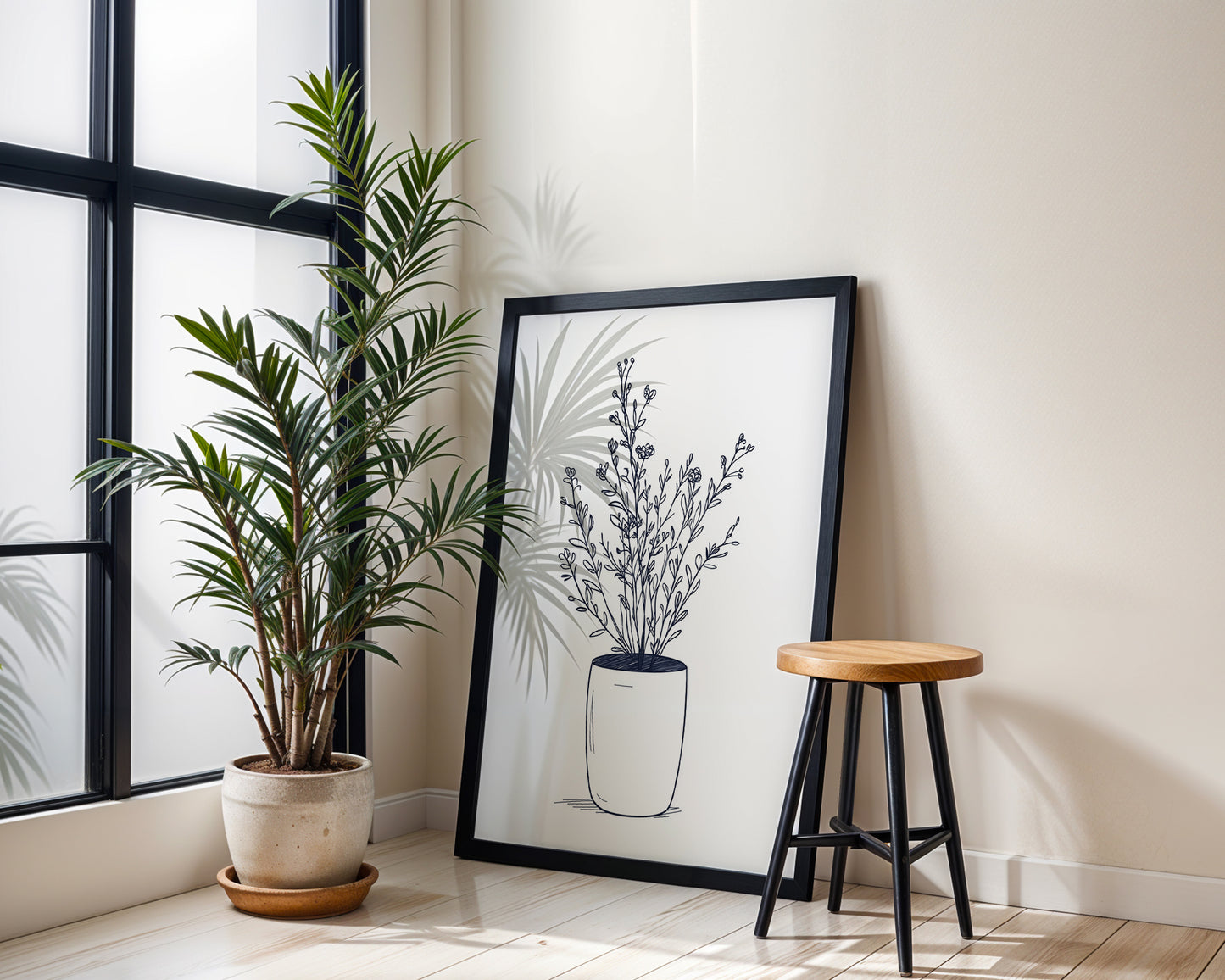 Blue Floral Still Life Drawing (Printable+Physical)