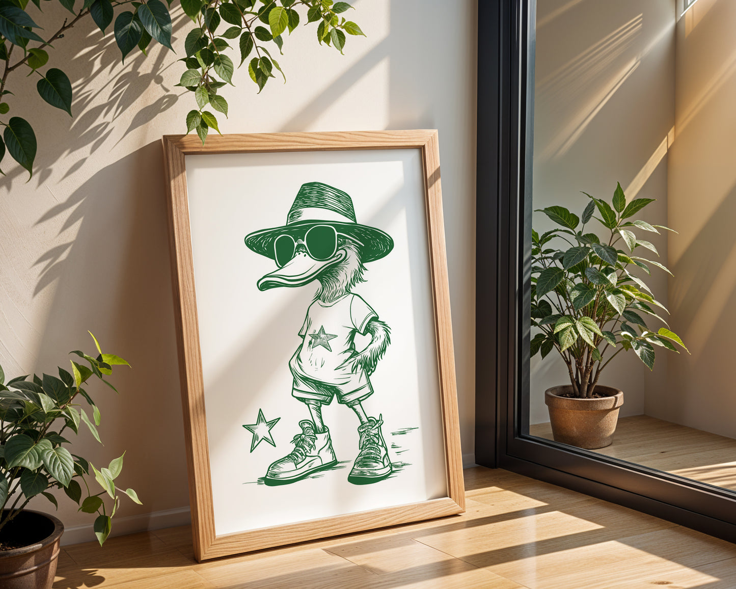 cool duck in slippers art print green Wall Art(Printable+Physical)