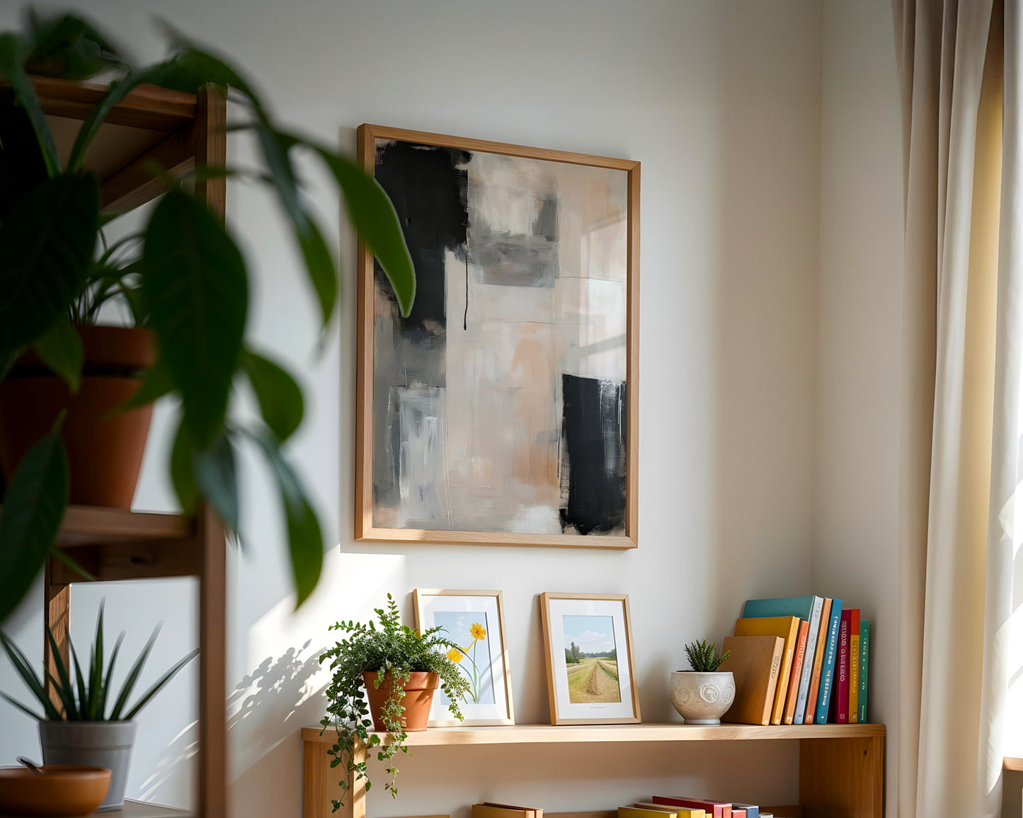 Black And Beige Abstract wall art(Printable+Physical)