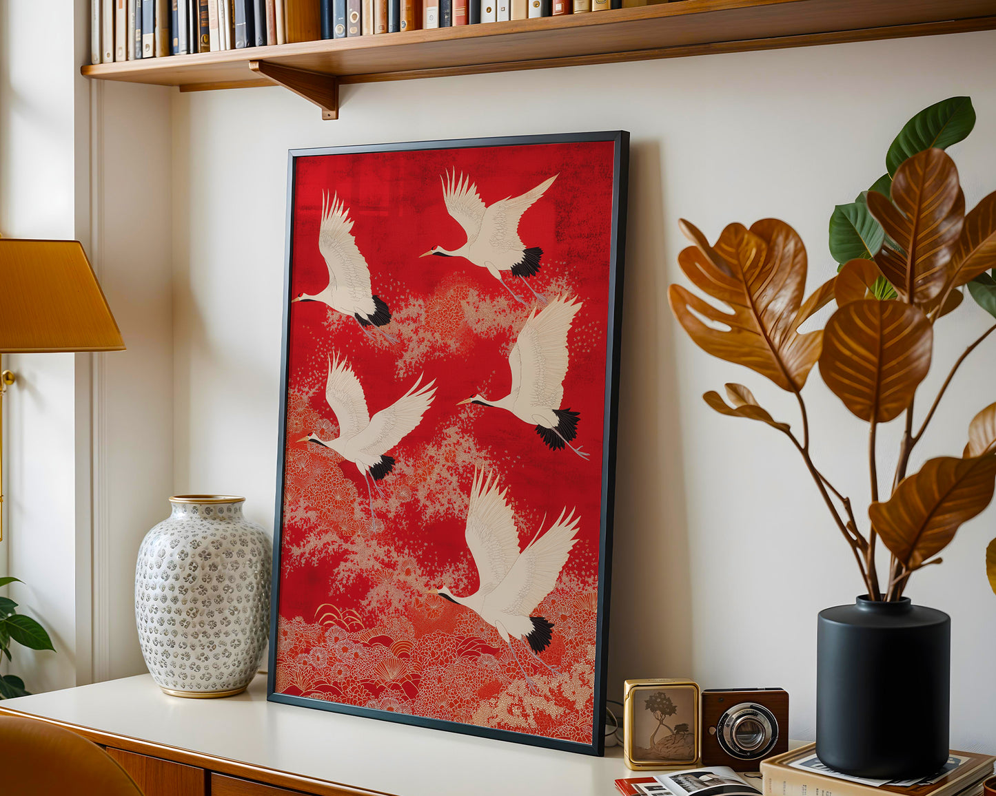 red crowned crane wall decor(Printable+Physical)