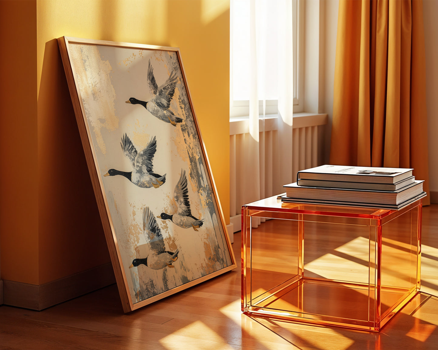 Flying White Crane Gold Print(Printable+Physical)