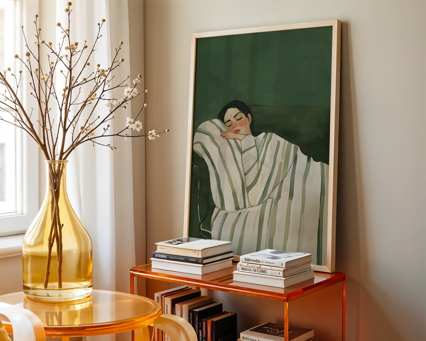 Emerald Green Abstract People Large Wall Art(Printable+Physical)