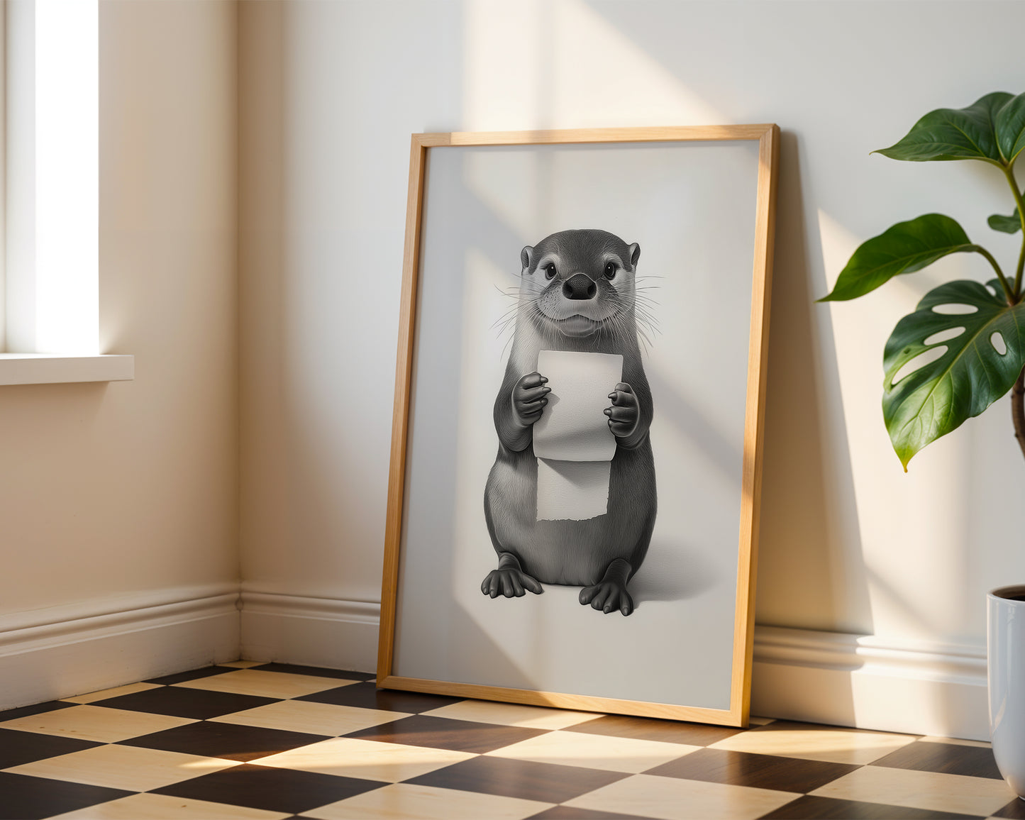 Otter Poster Animal Bathroom Wall art(Printable+Physical)