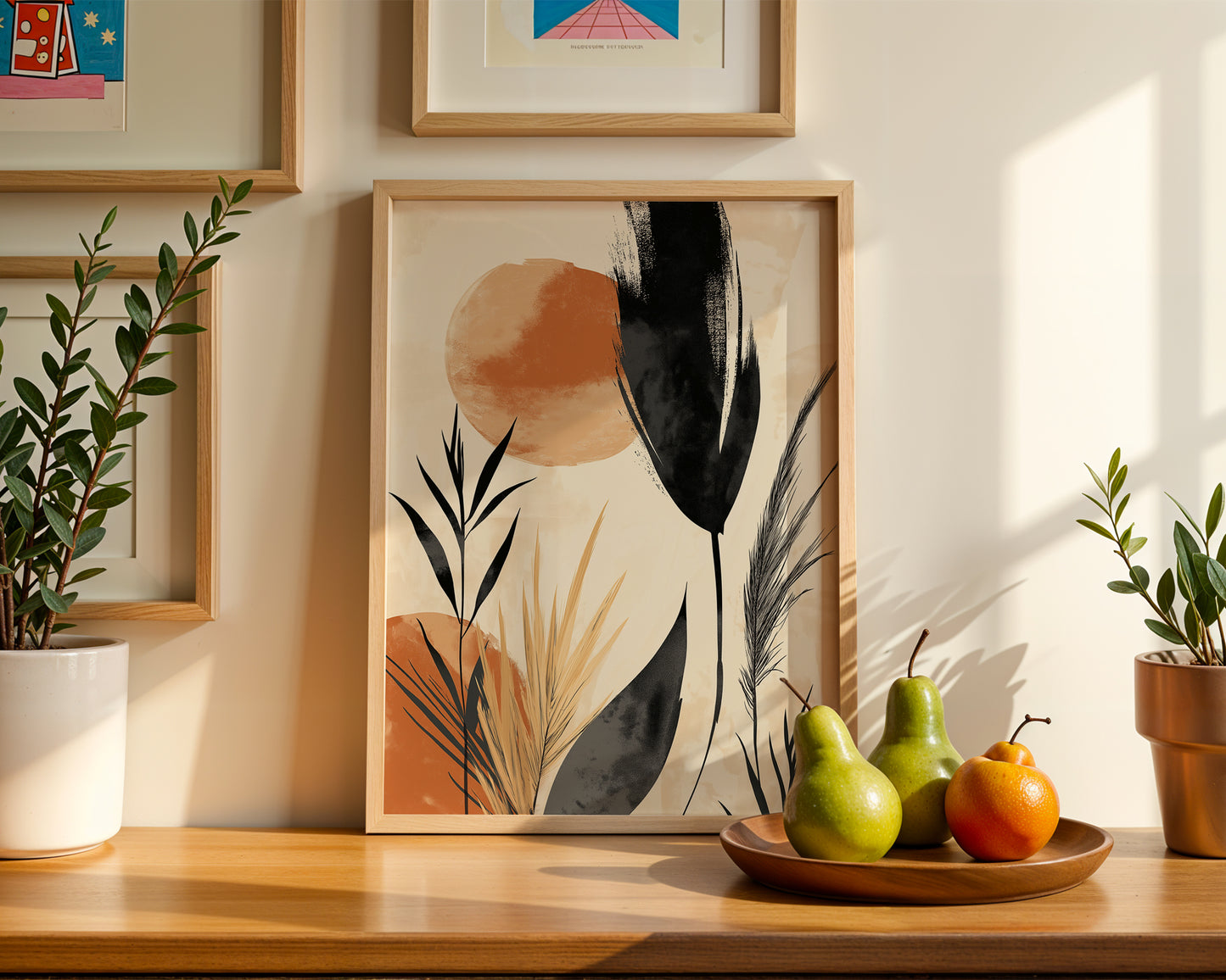 Black Beige and Brown Abstract Print(Printable+Physical)