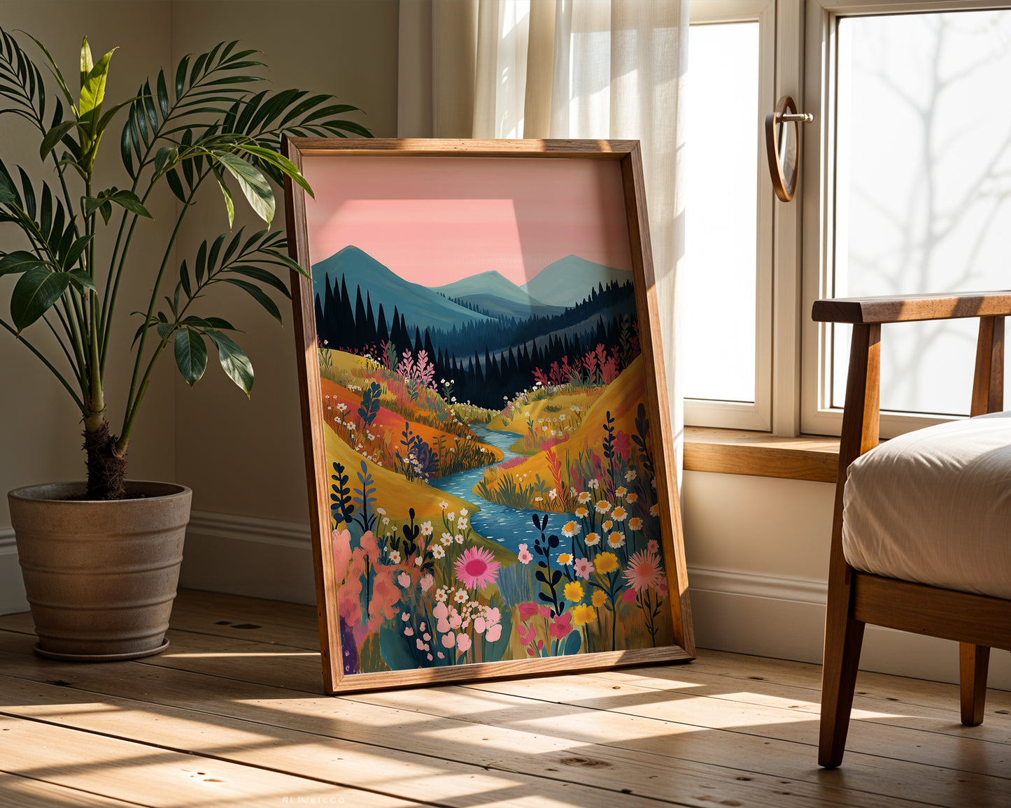 Abstract Patchwork Mountain Wall Art(Printable+Physical)