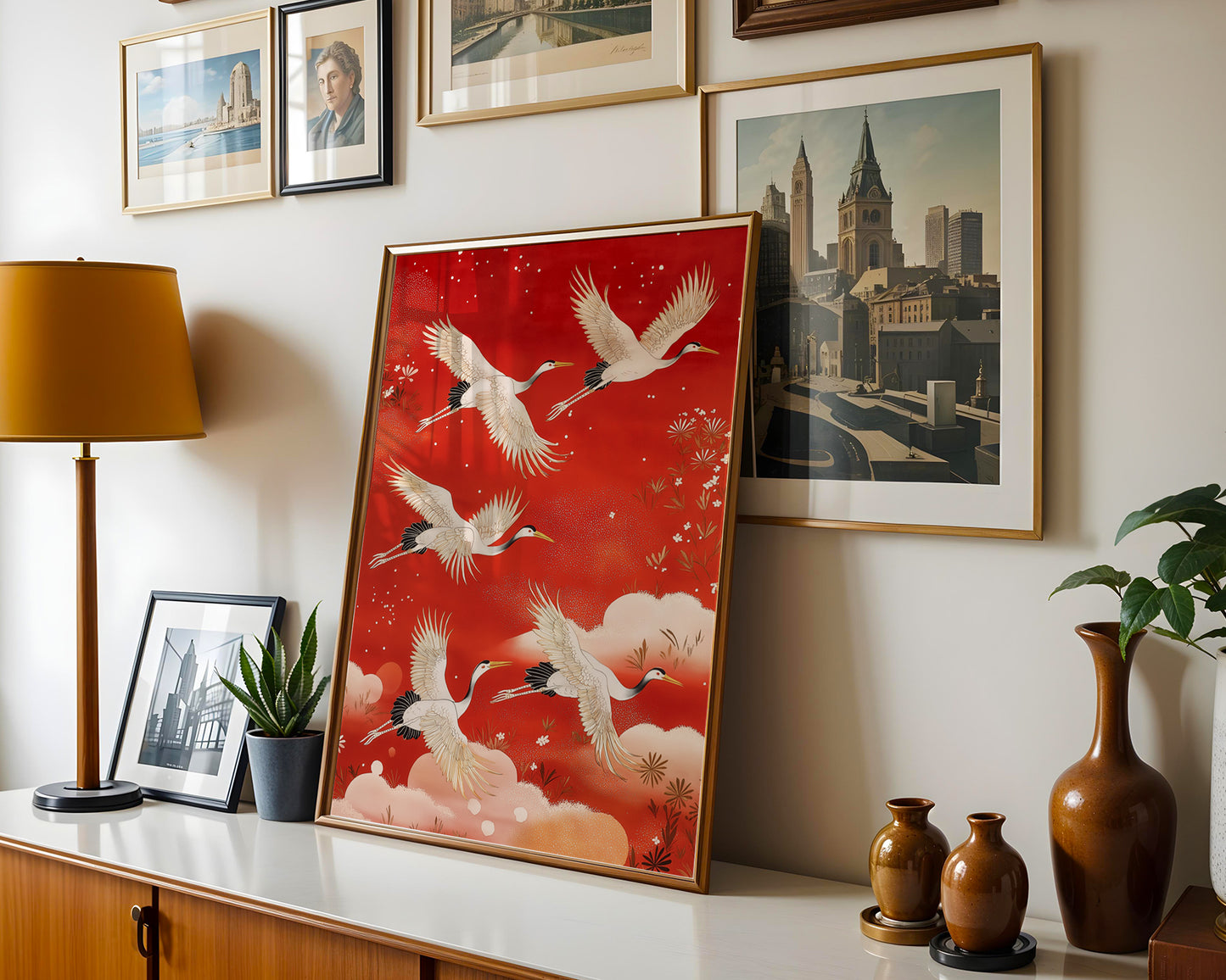 Flying Red Crane Print(Printable+Physical)