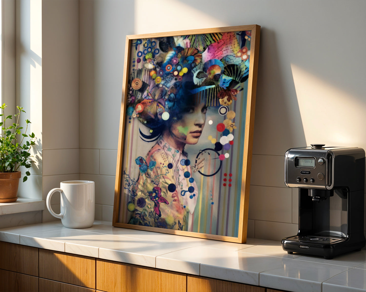 Modern surrealist design woman canvas print wall painting(Printable+Physical)