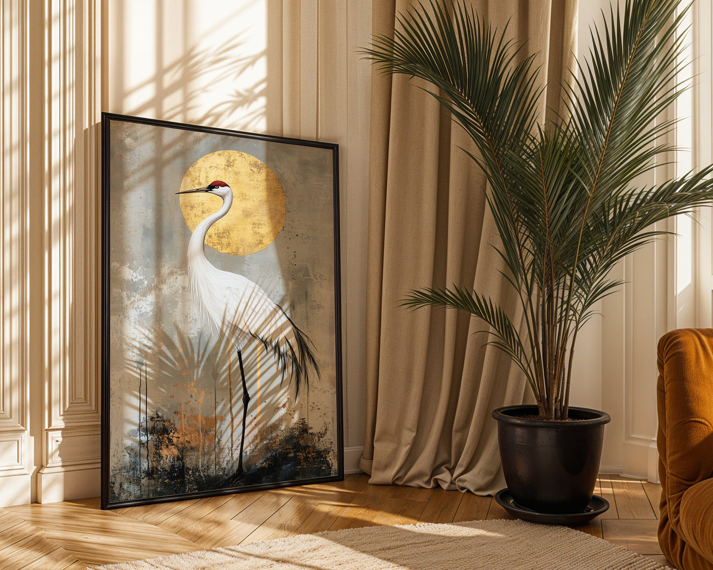 red crowned crane wall decor(Printable+Physical)