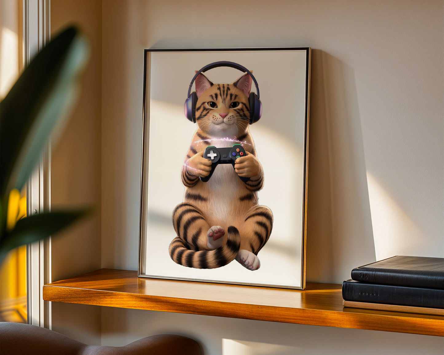 Gamer Cat Print Wall Art(Printable+Physical)