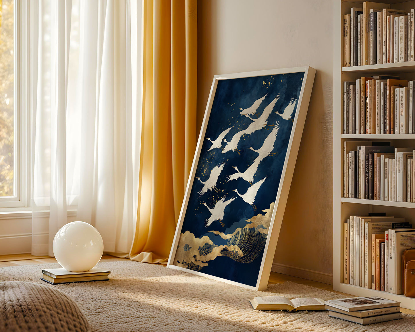 Flying Cranes Japandi Style Print(Printable+Physical)
