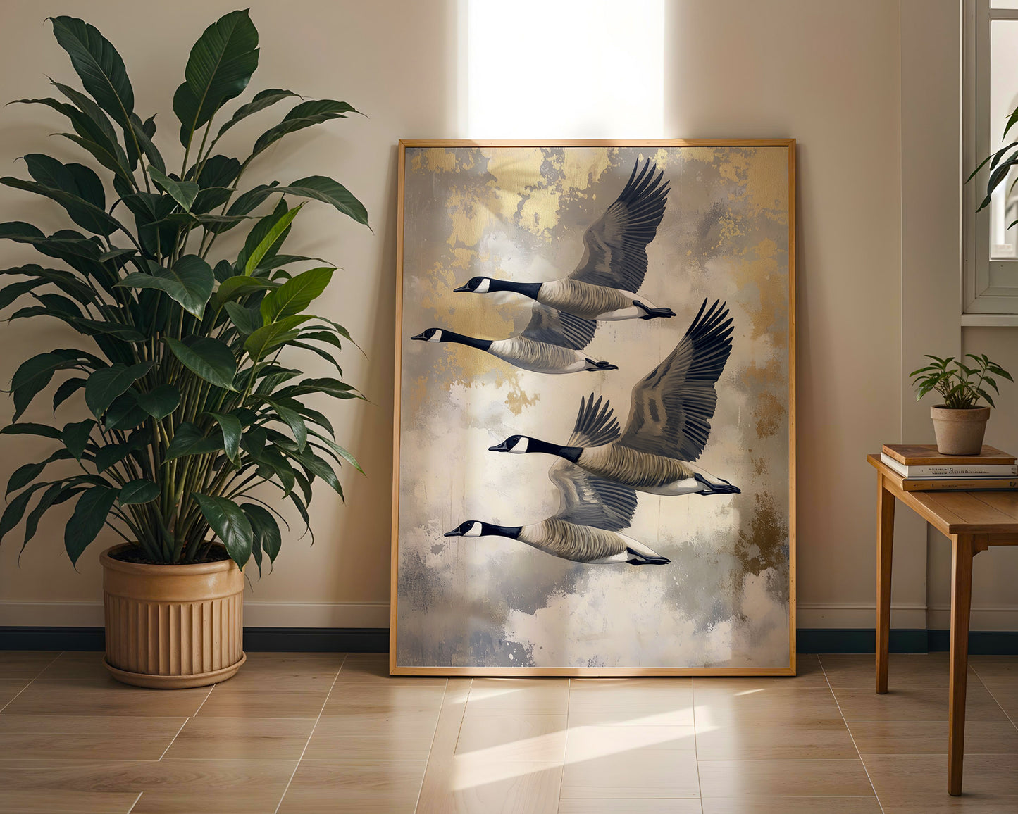 Flying White Crane Gold Print(Printable+Physical)