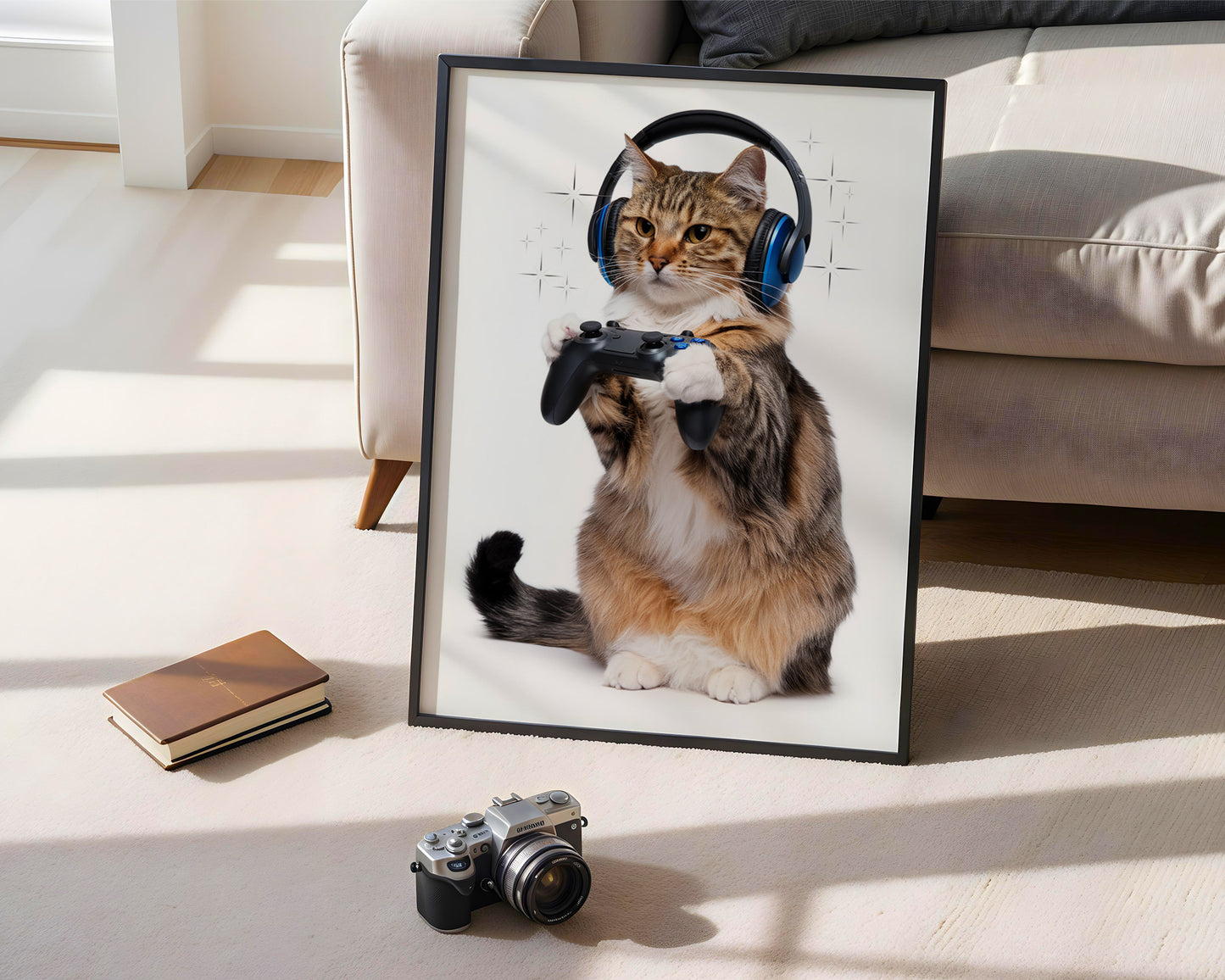 Gamer Cat Print Wall Art (Printable+Physical)