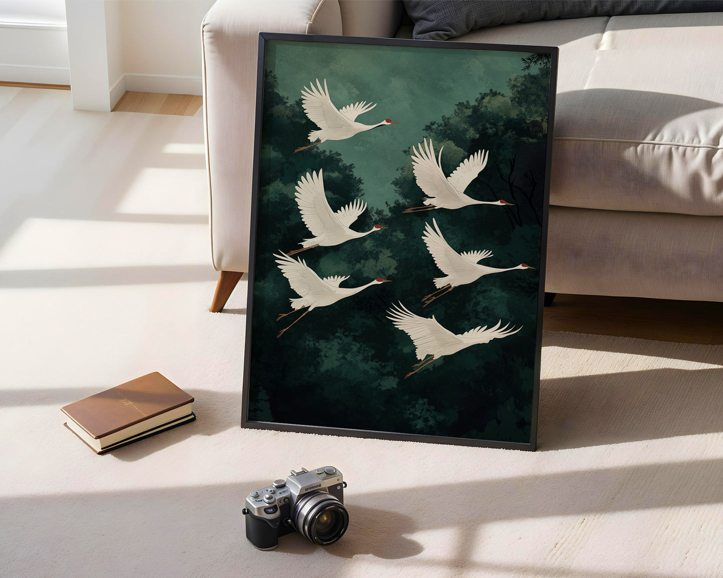 Flying White Crane Gold Print(Printable+Physical)