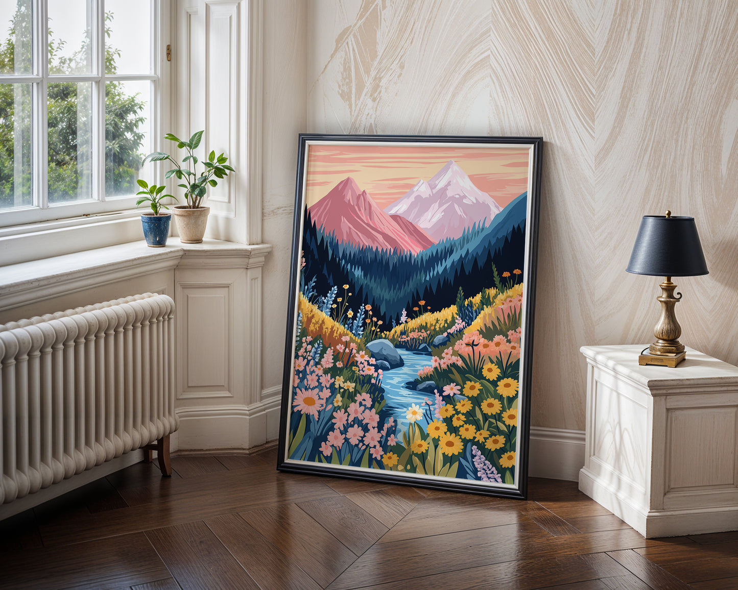 Abstract Patchwork Mountain Wall Art(Printable+Physical)