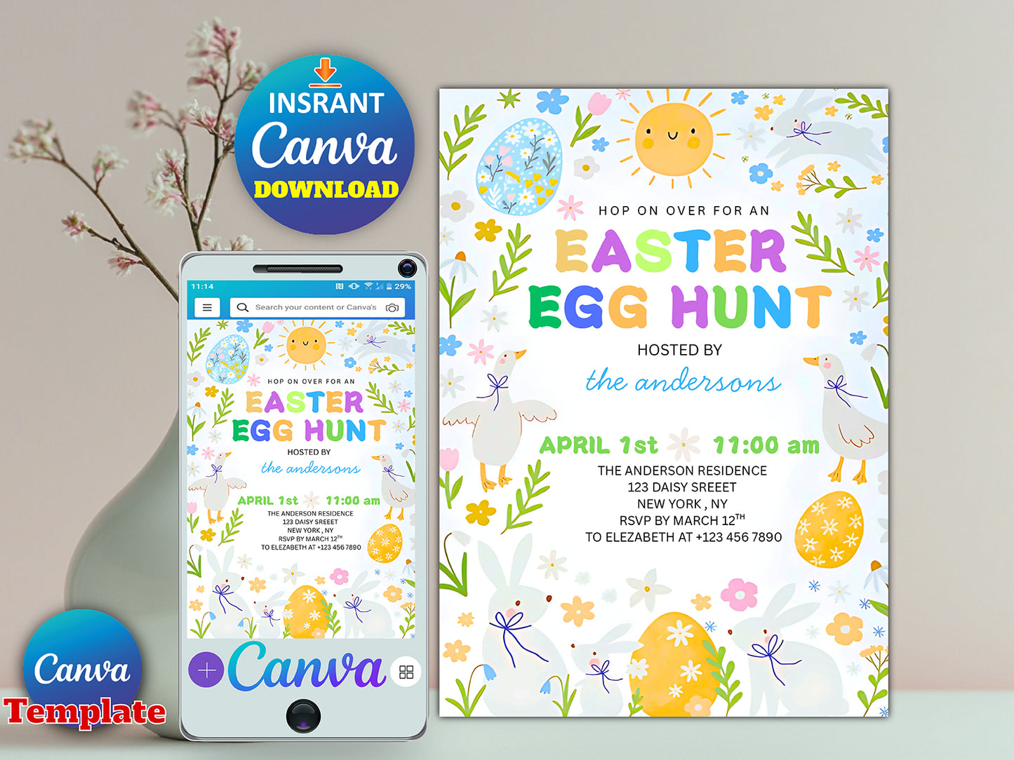 Easter Egg Hunt Invitation(Printable)