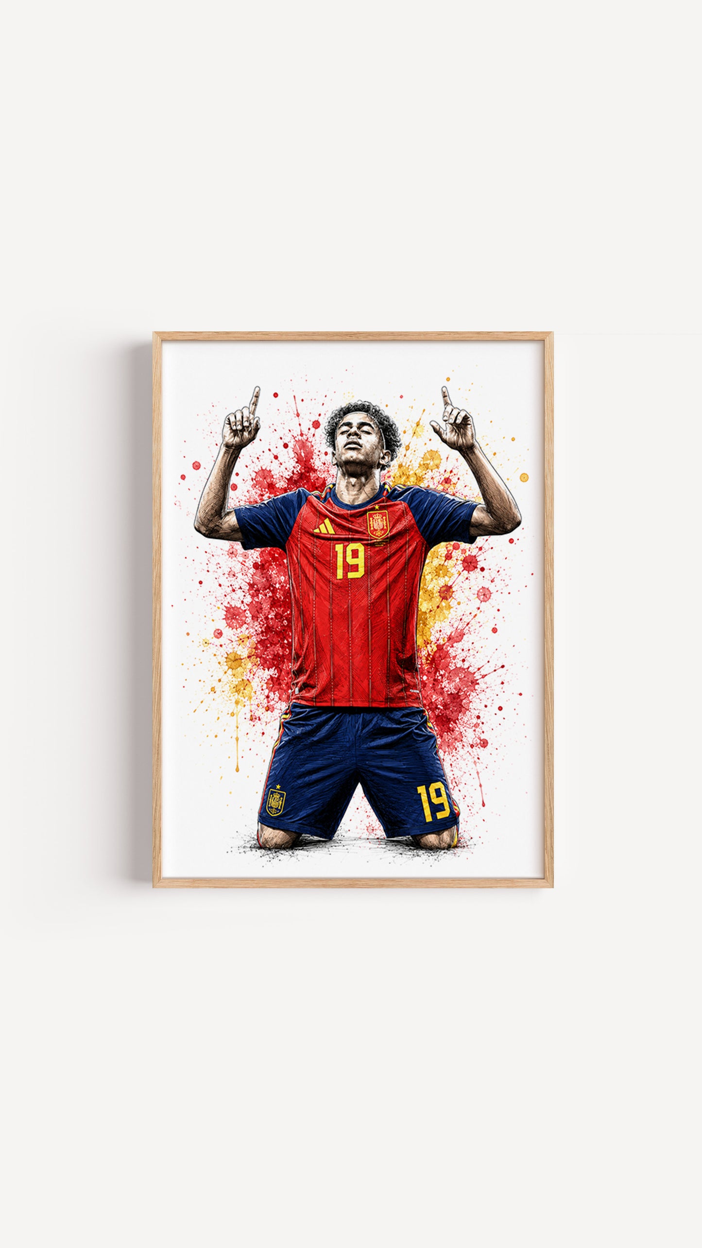 Lamine Yamal Spain Knee Slide Celebration Poster Number 19 Yellow Crimson Ink Wall Decor (Printable+Physical)