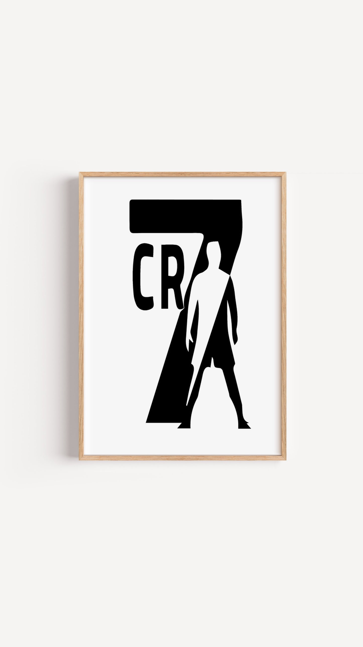 Cristiano Ronaldo CR7 Silhouette Minimalist Black and White Football Wall Art (Printable+Physical)
