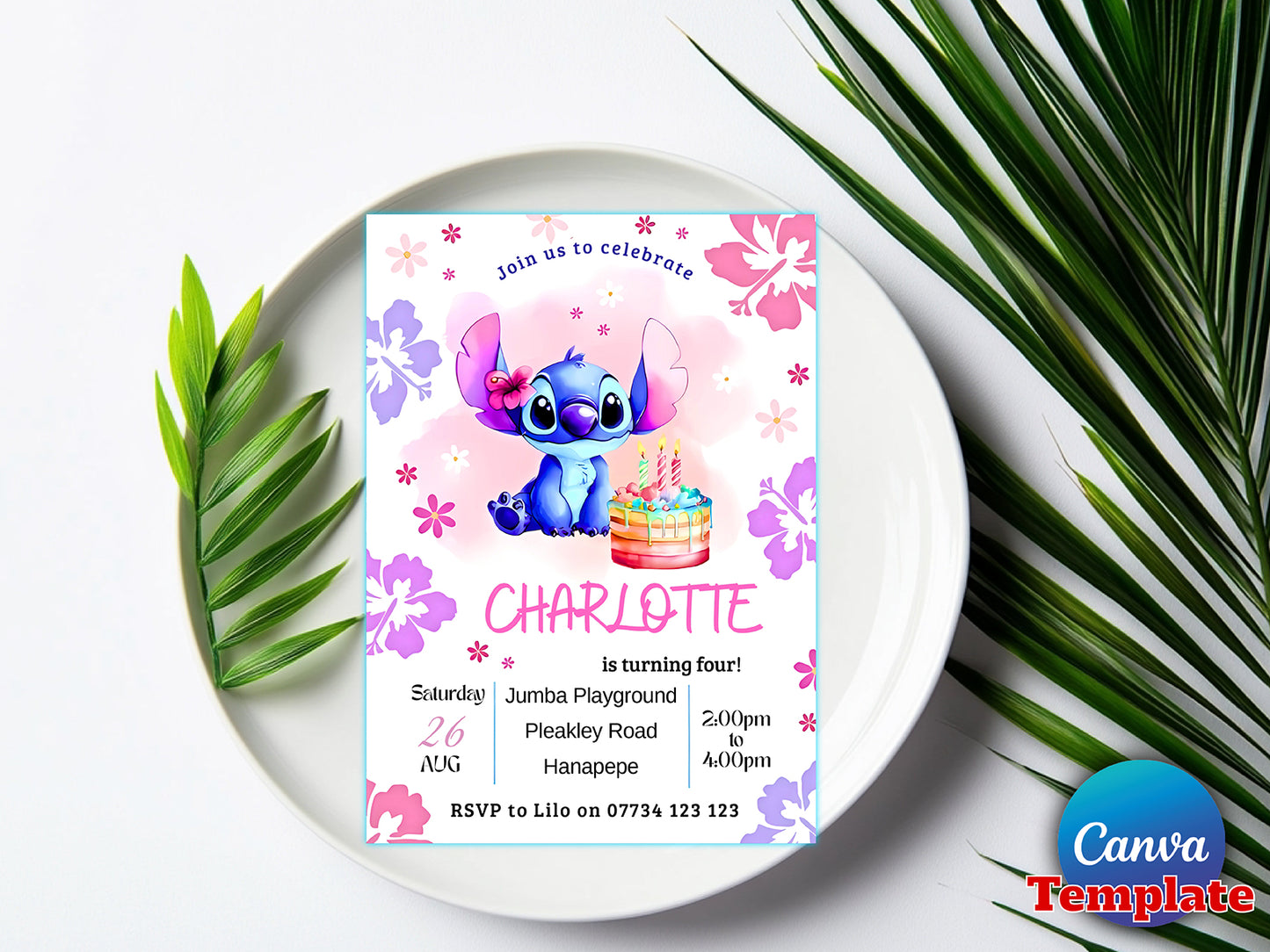 Lilo and Stitch birthday invitation(Printable)