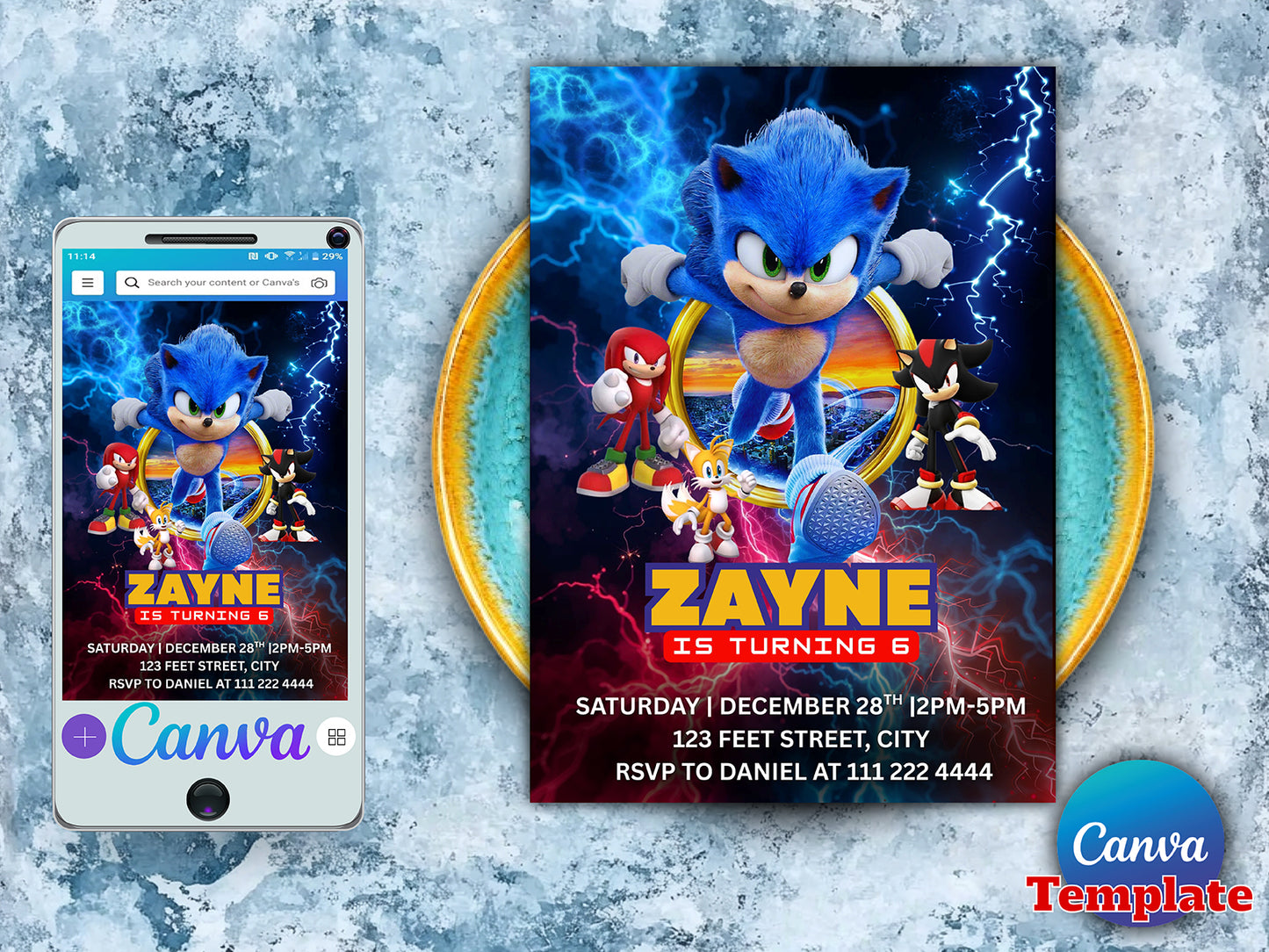 Super Sonic Birthday Invitation(Printable)