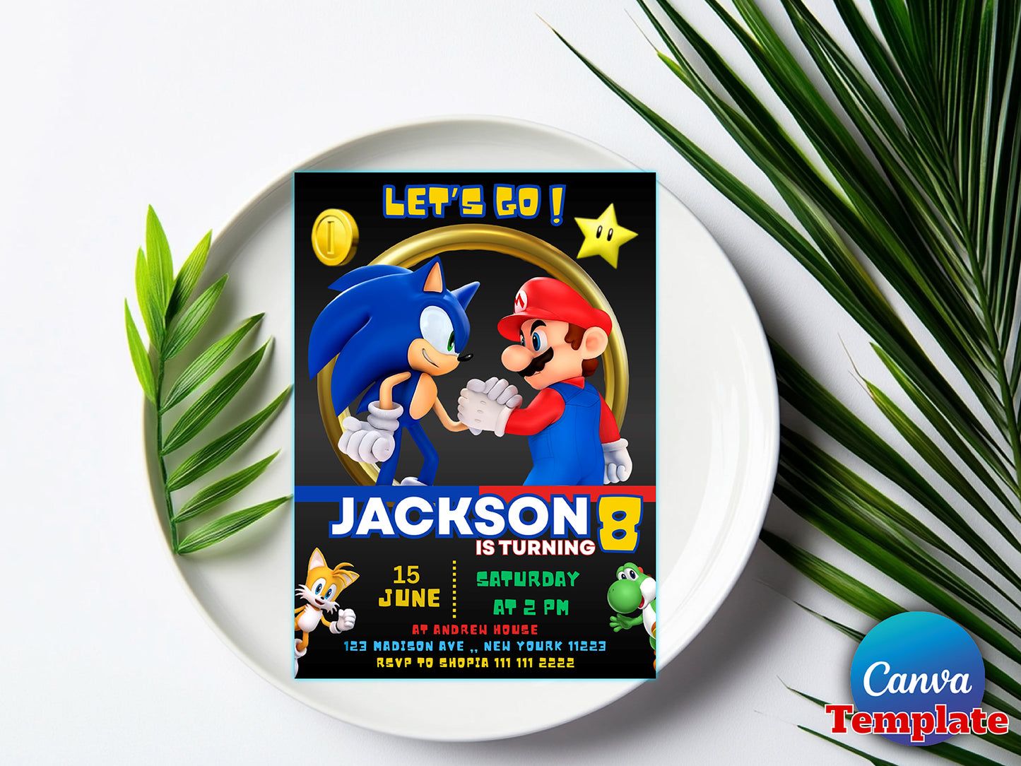 Sonic & Mario Birthday Invitation(Printable)