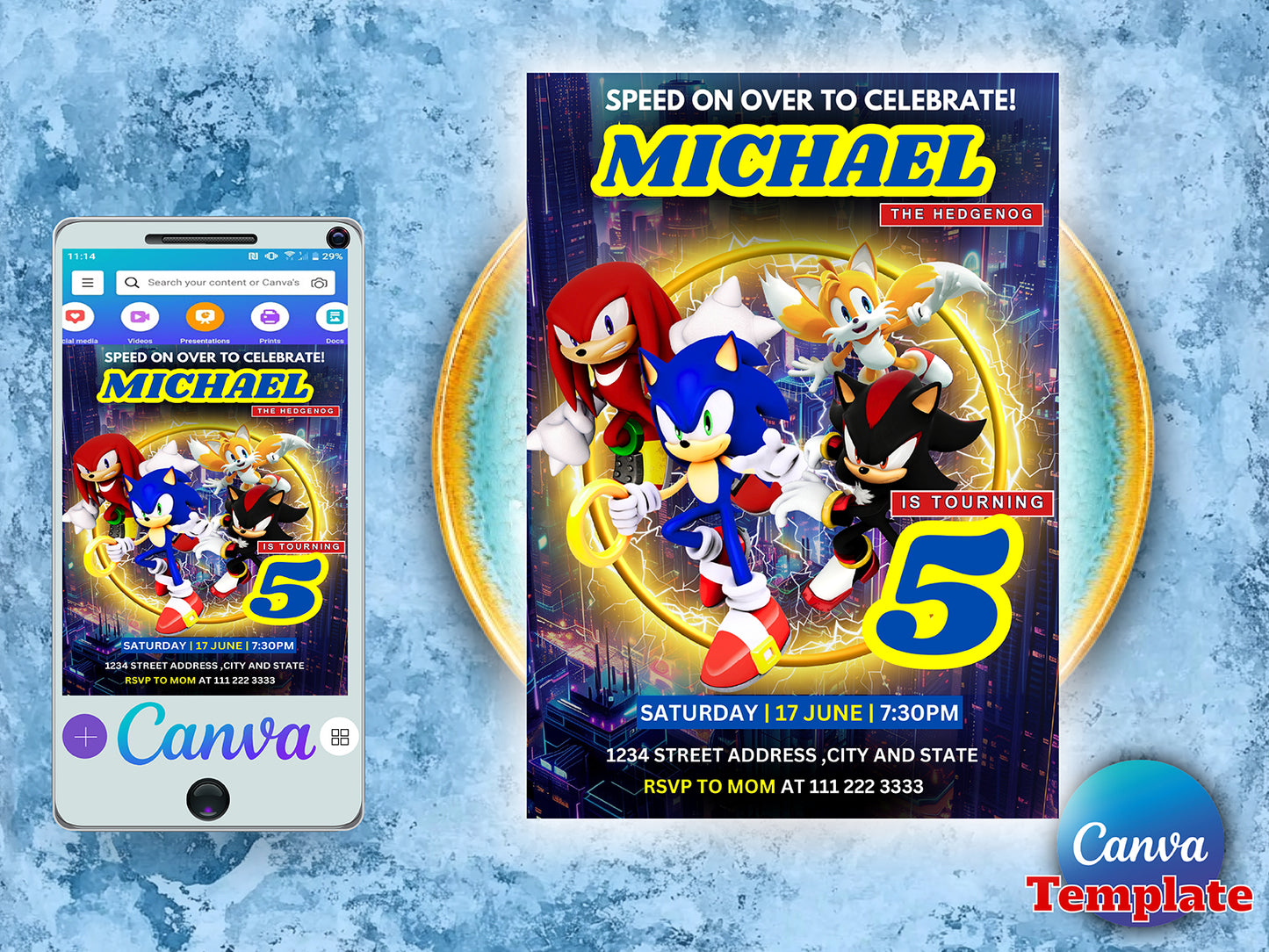 Super Sonic Party Invitation(Printable)
