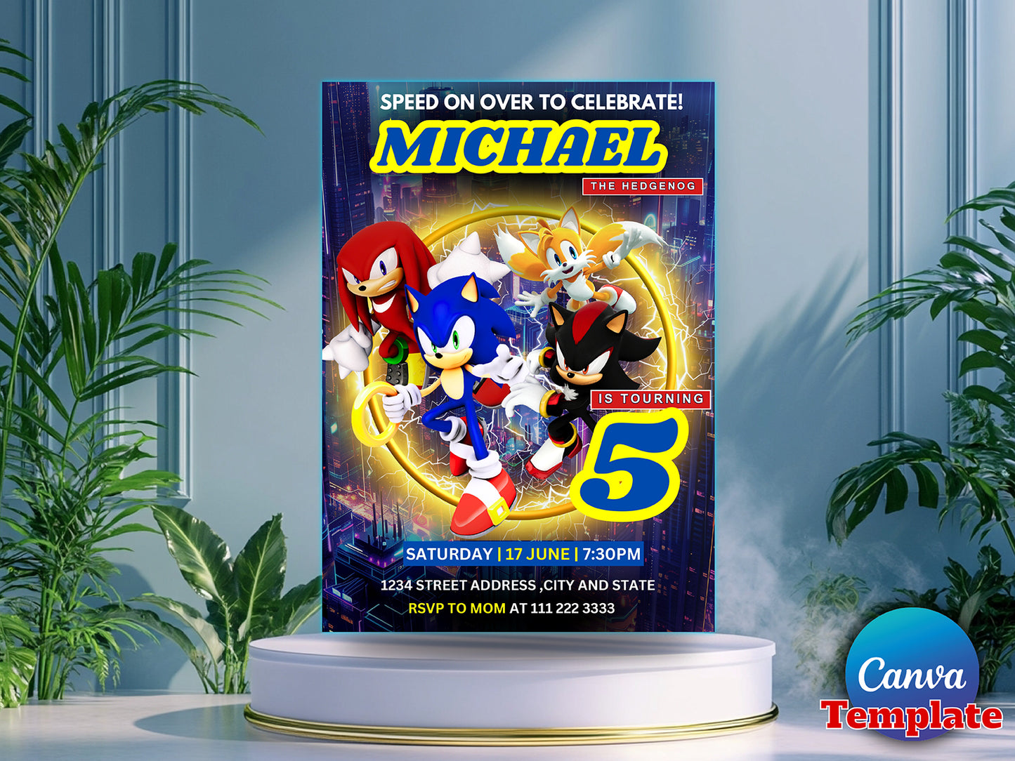Super Sonic Party Invitation(Printable)