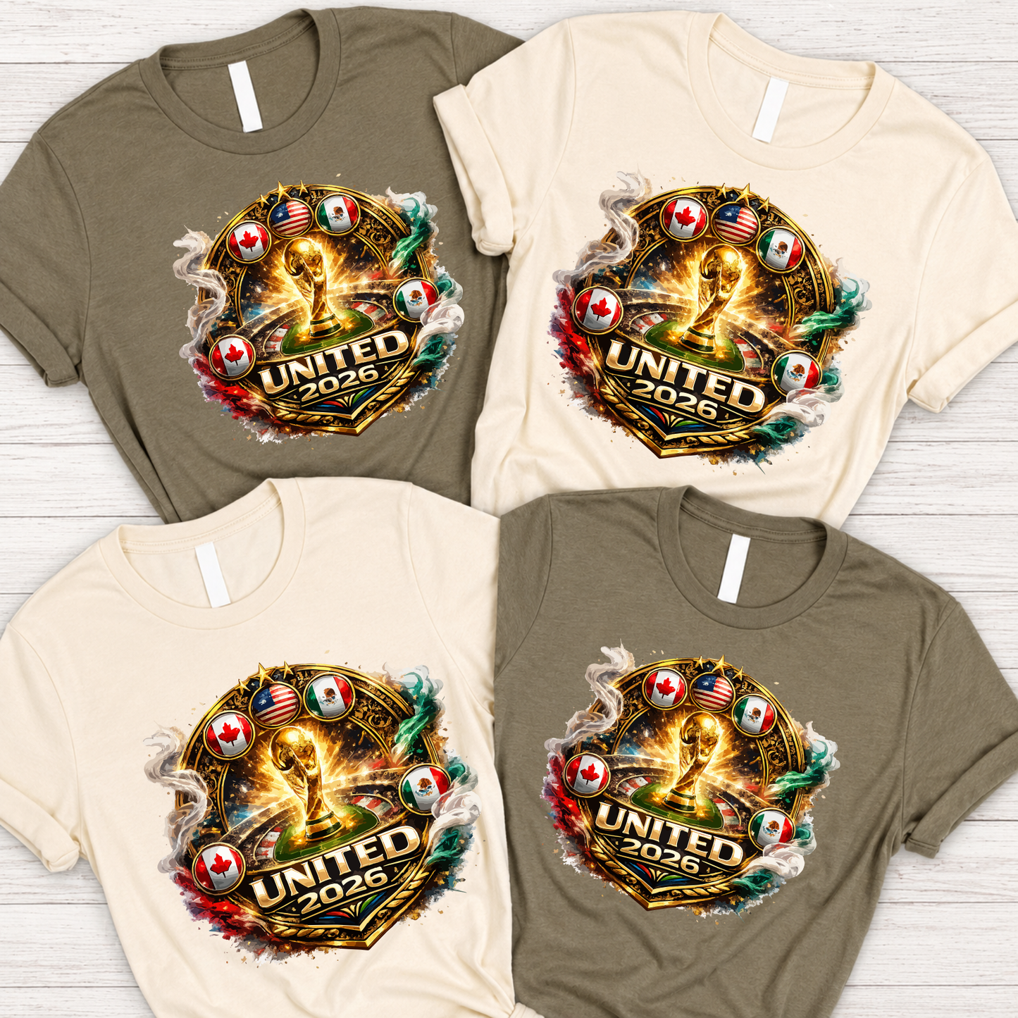 World Cup United 2026 Golden Trophy Host Nations Premium Graphic T-Shirt (physical)