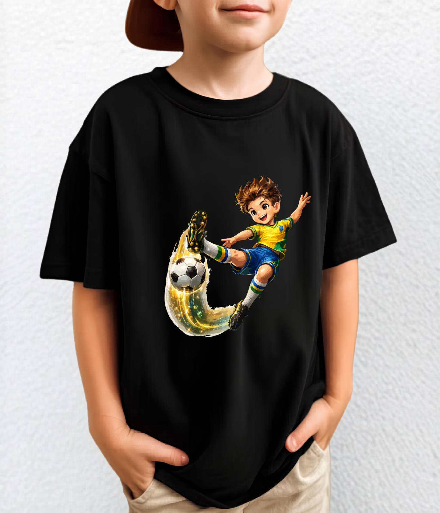 Anime Soccer Boy Bicycle Kick T-Shirt - Brazil Style Kids & Youth Football Graphic Tee (physical)